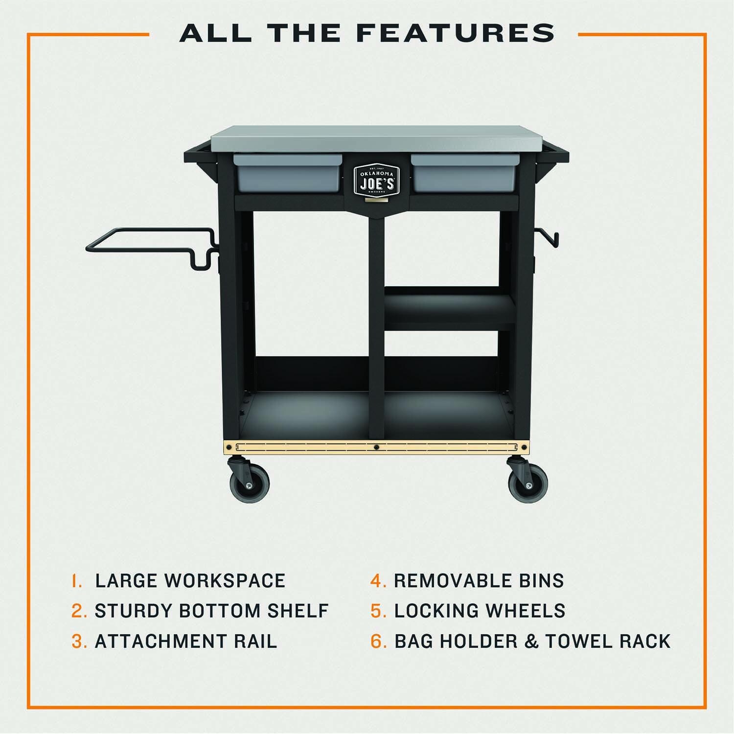 Oklahoma Joe's Workstation Prep & Storage Cart - 23252168 : BBQGuys