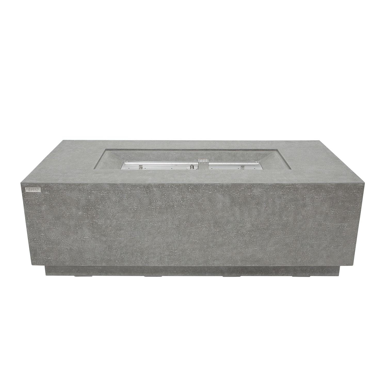 Andes 66 Inch Hidden Tank Rectangle GFRC Concrete Propane Fire Table in Light Gray By Lakeview - No Lava Rocks - White Background thumbnail