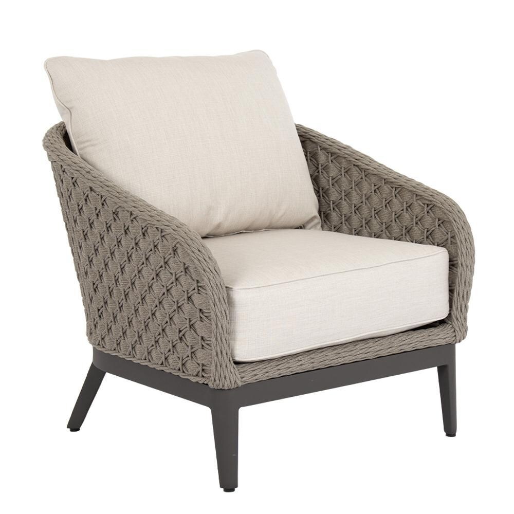Sunset West - 4501-21-57005 - Marbella Rope & Aluminum Patio Club Chair W/ Sunbrella Echo Ash Cushions - Angled - White Background thumbnail