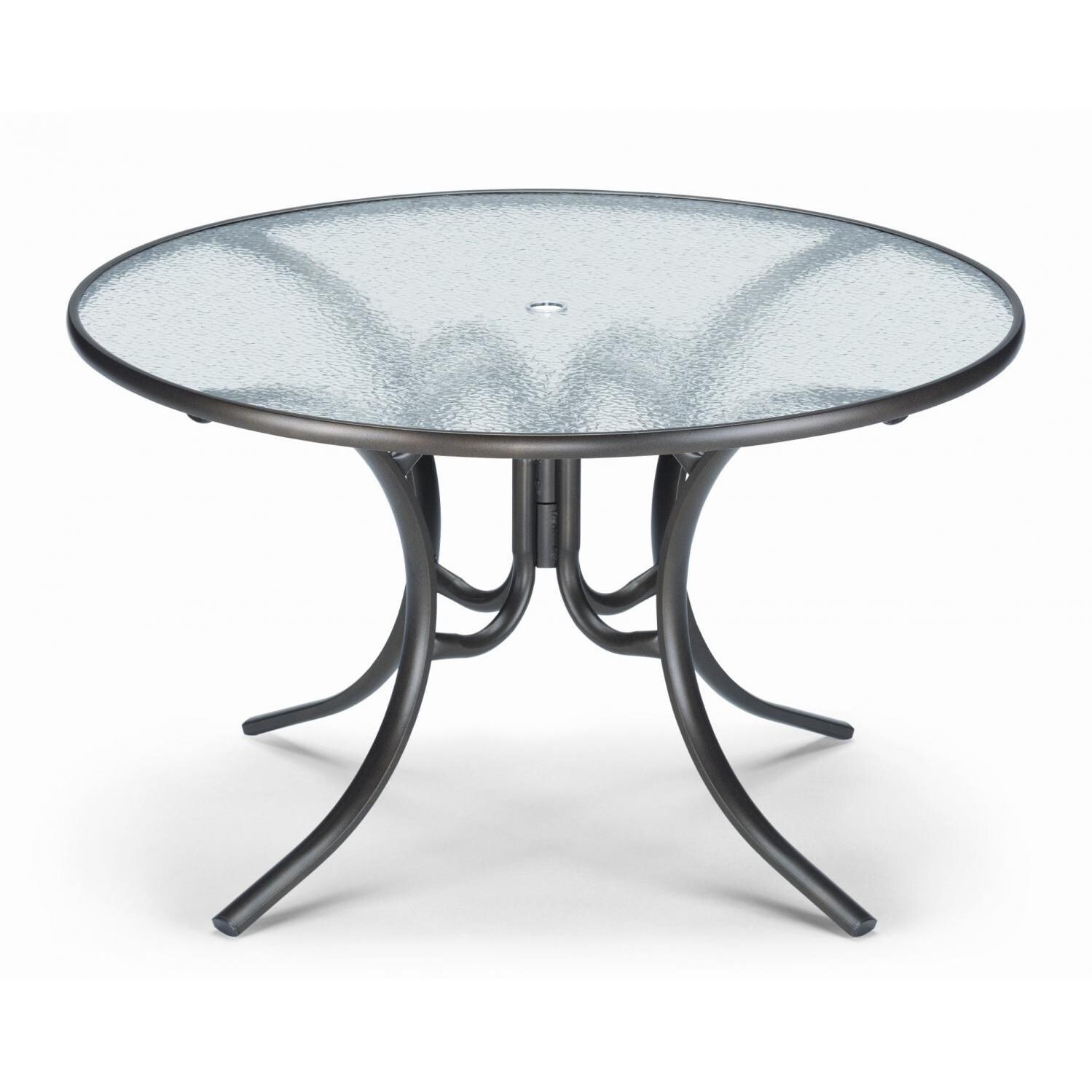 Aluminum 48-Inch Round Patio Dining Table With Glass Top By Telescope Casual