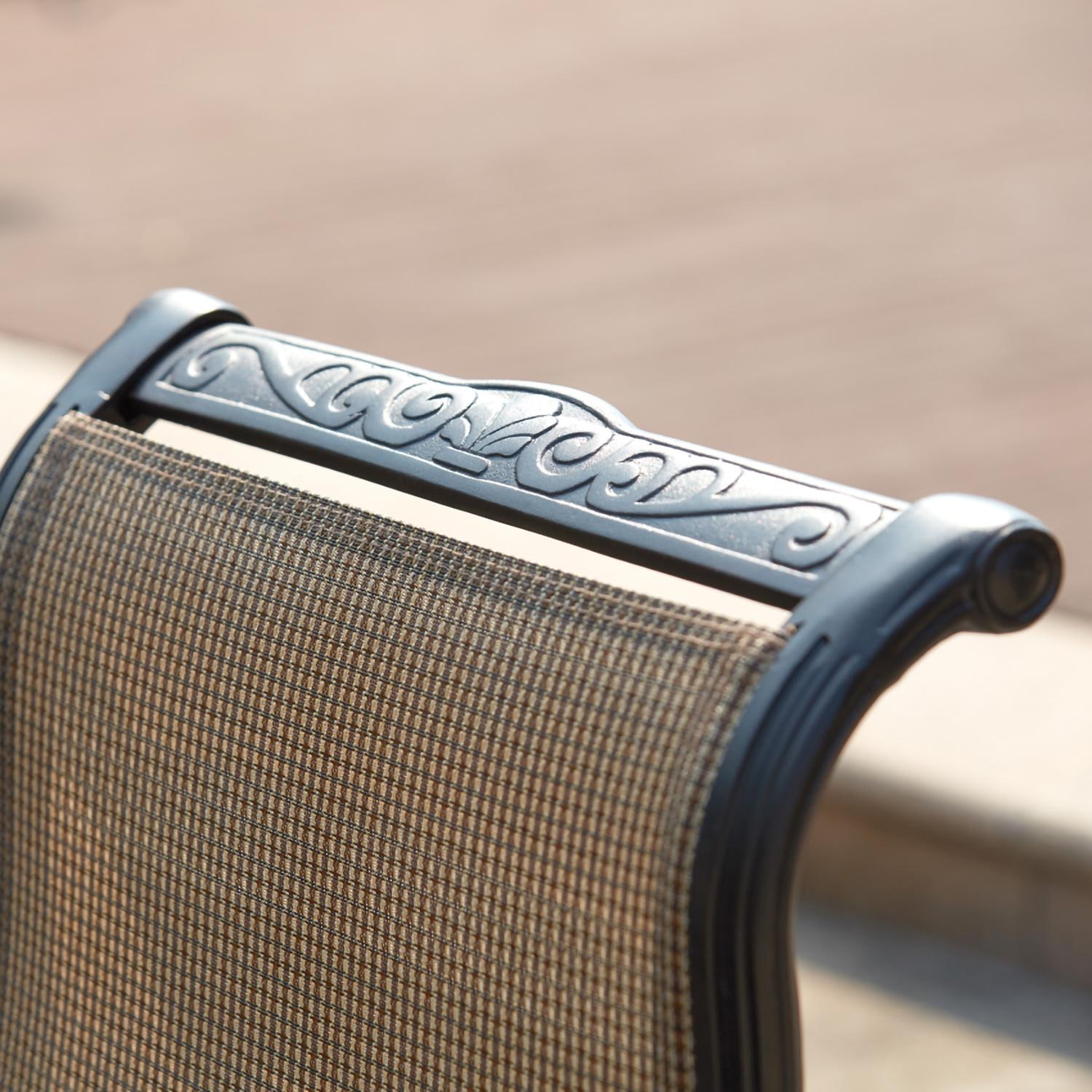 Darlee B/301110-9PCR-88W Monterey 9 Pc Cast Aluminum Dining Set w/ Rockers in Antique Bronze - Chair Back - Detail thumbnail