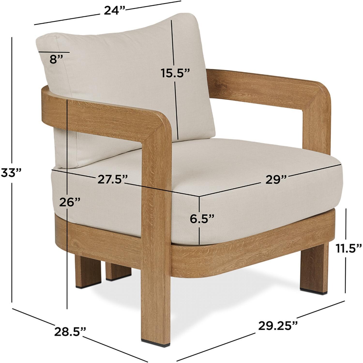 Bocage Metal Club Chair in Weathered Slate w/ Cushions by Lakeview - Dimensions - Dimensional thumbnail