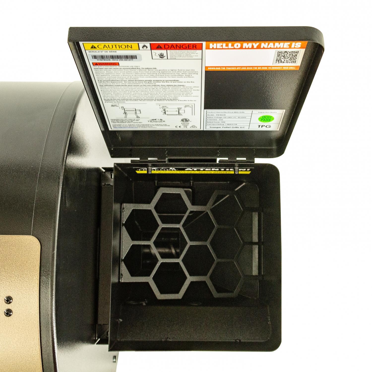 Traeger TFB57GLE Pro 575 Wood Pellet Grill - Hopper Inside View