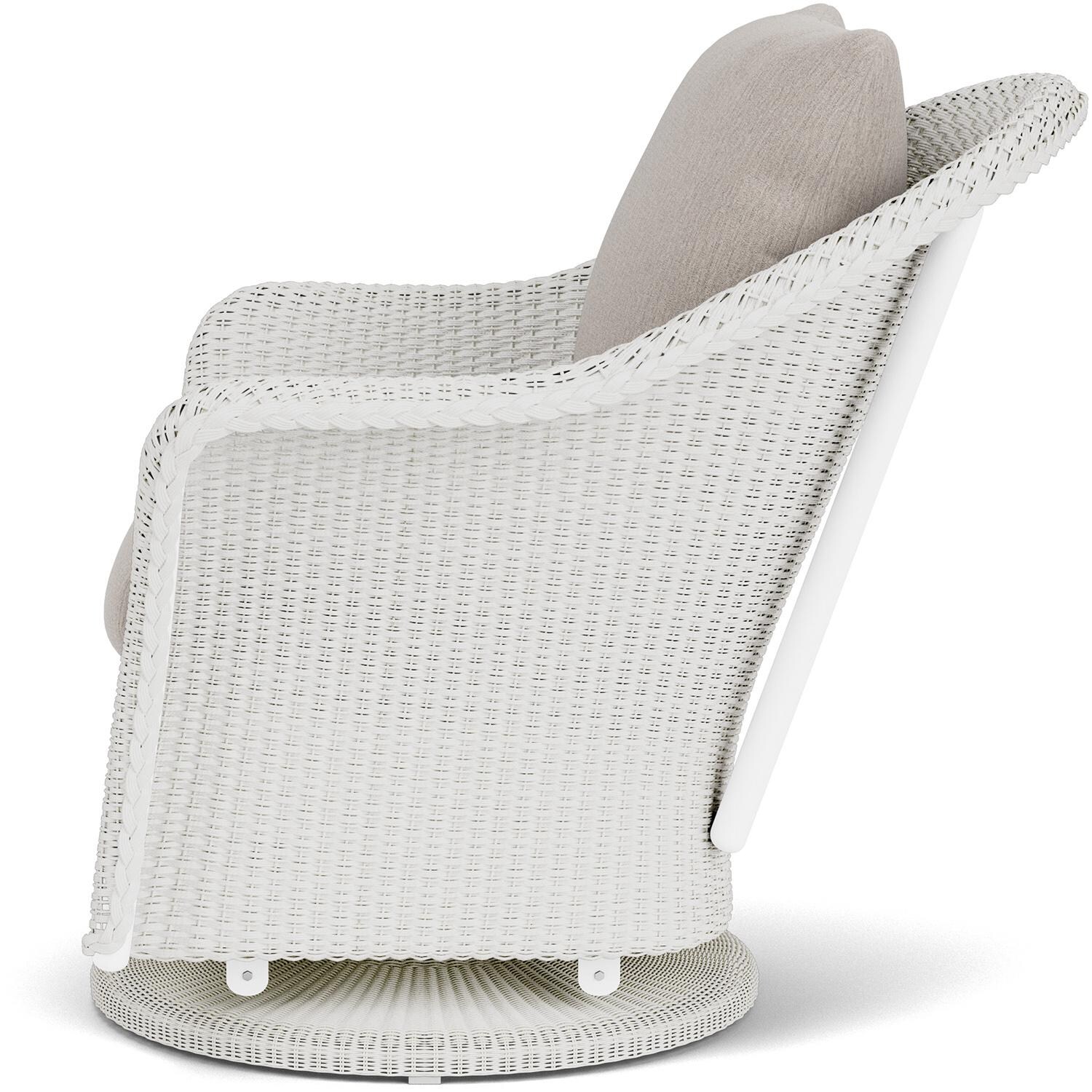 Lloyd Flanders Weekend Retreat Swivel Glider Lounge Chair in Matte White Finish W/ Remy Cloud Fabric - Side thumbnail