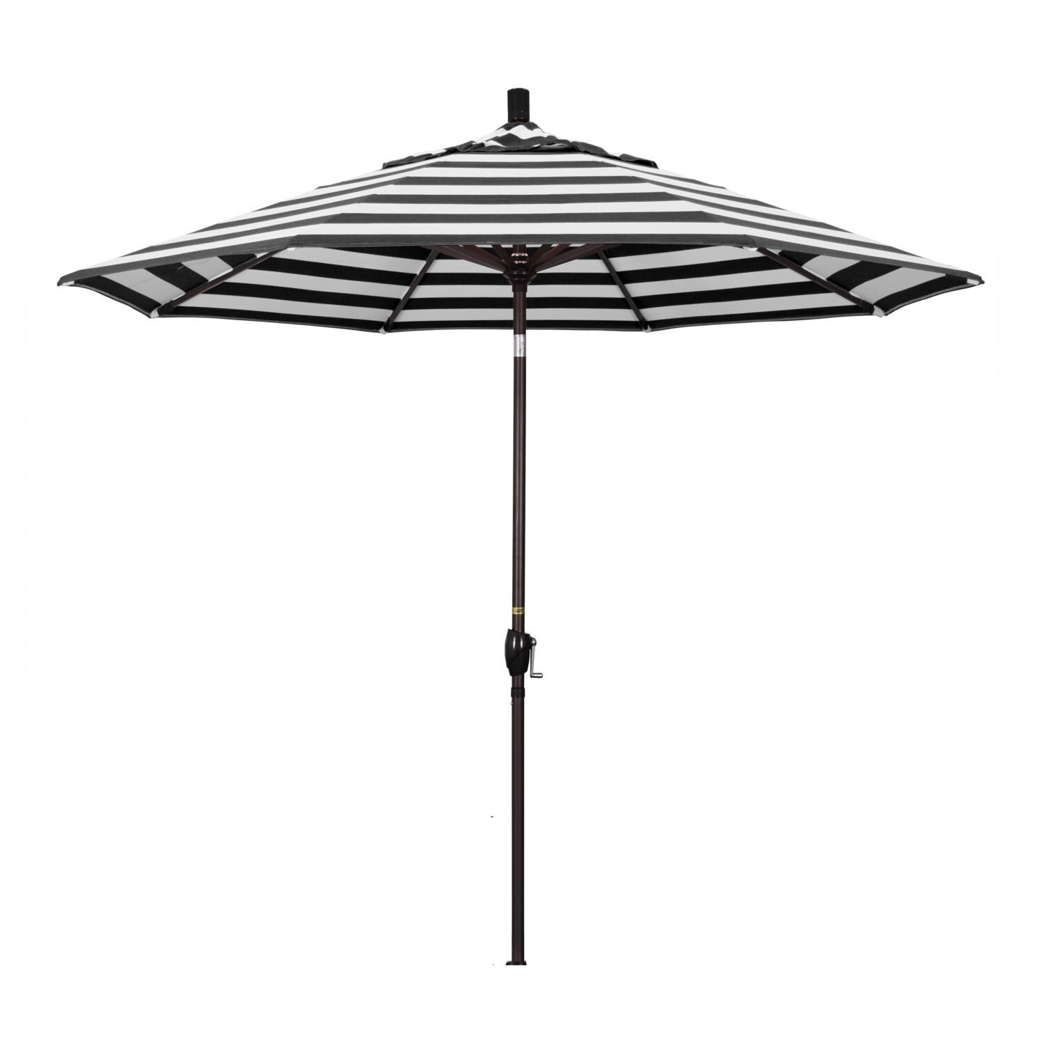 California Umbrella Pacific Trail Series 9 Ft Octagonal Aluminum Push Button Tilt Patio Umbrella W/ Crank Lift - Bronze Frame / Sunbrella Cabana Classic Canopy thumbnail