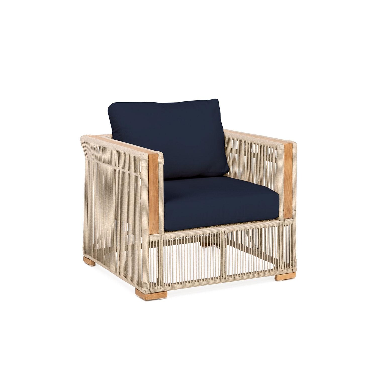 Pelican View Woven Rope Club Chair in Indigo by Lakeview Outdoor Designs - Side View - White Background thumbnail
