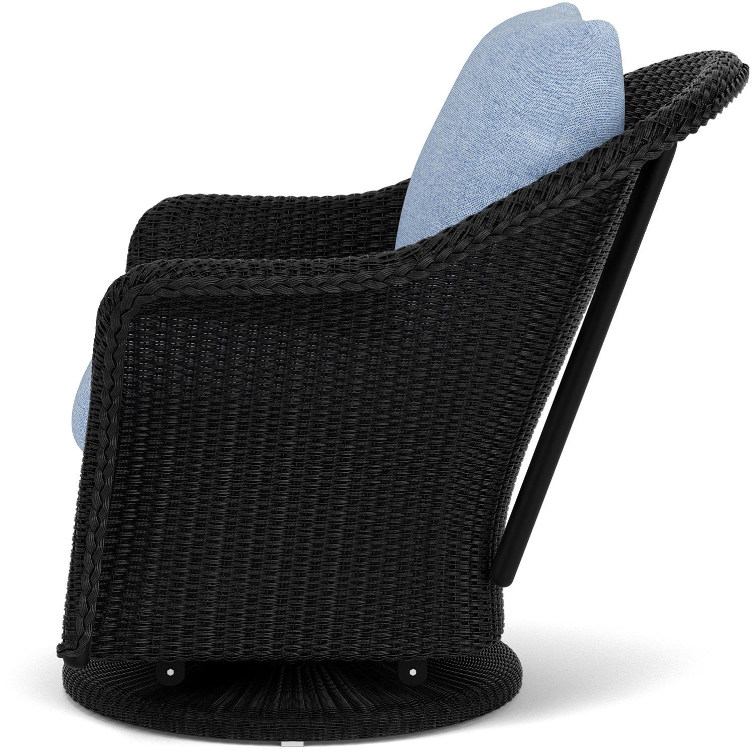 Lloyd Flanders Weekend Retreat Swivel Glider Lounge Chair in Ebony Finish W/ Demo Skyway Fabric - Side thumbnail