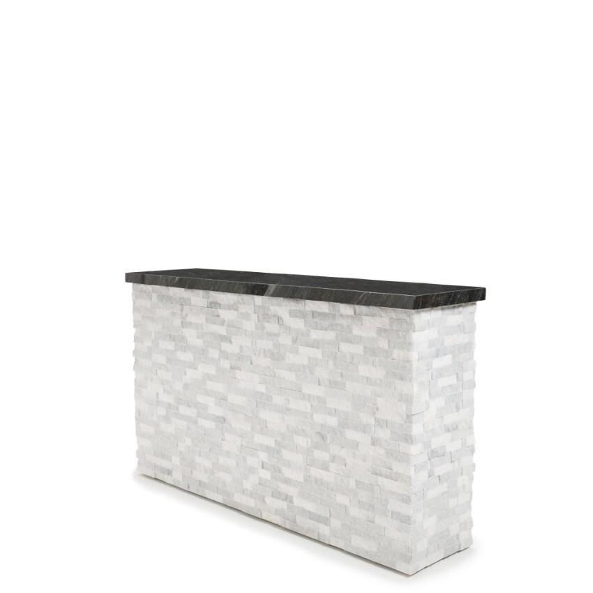 BBQGuys Signature 72 Inch 360 Degree Swivel Outdoor TV Lift Cabinet | Alaska Gray w/ Black Aluminum - Down Angled Left - White Background thumbnail