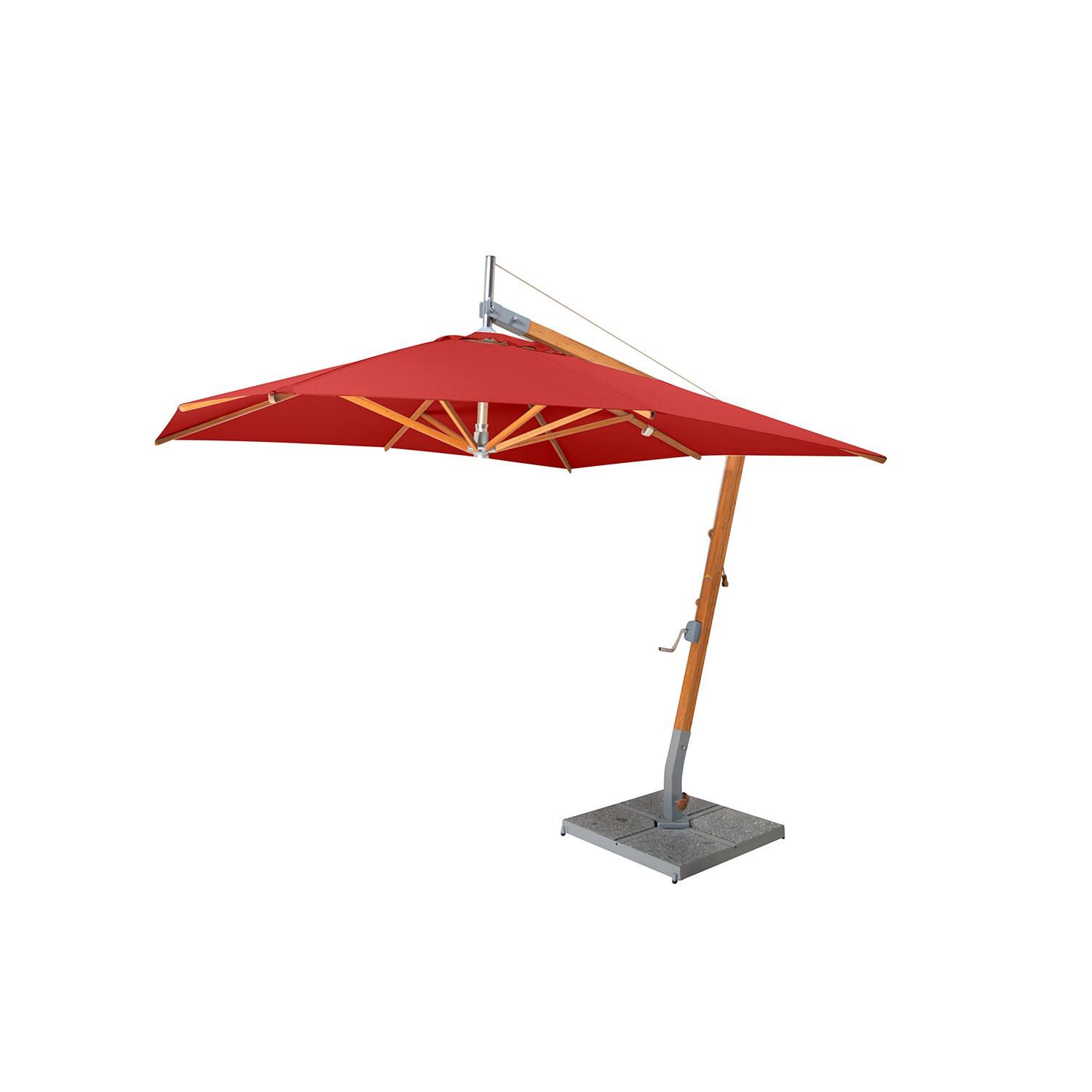 Bambrella Sirocco 8.5 Ft. Square Sidewind Bamboo Umbrella - Red Canopy