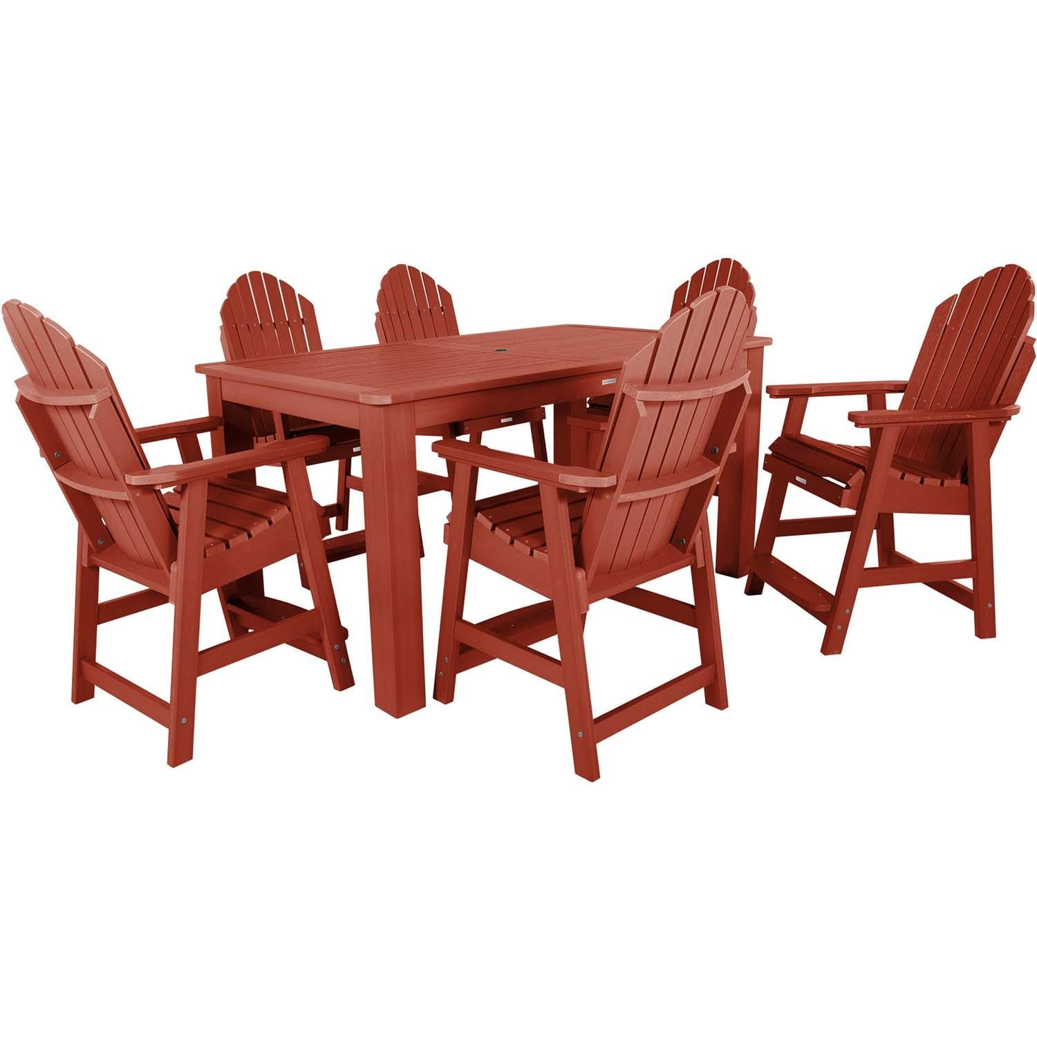 Dream Bay 7 Pc Rectangular Counter Height Dining Set in Rustic Red By Lakeview Outdoor Designs - White Background thumbnail