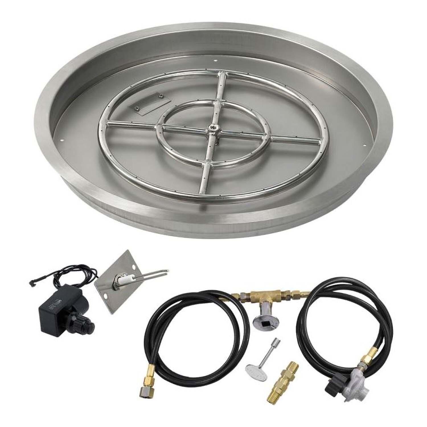 BBQGuys Signature 25 Inch Stainless Steel Round Drop-In Pan W/Spark Ignition Kit - 18 Inch Ring - Propane - White Background thumbnail