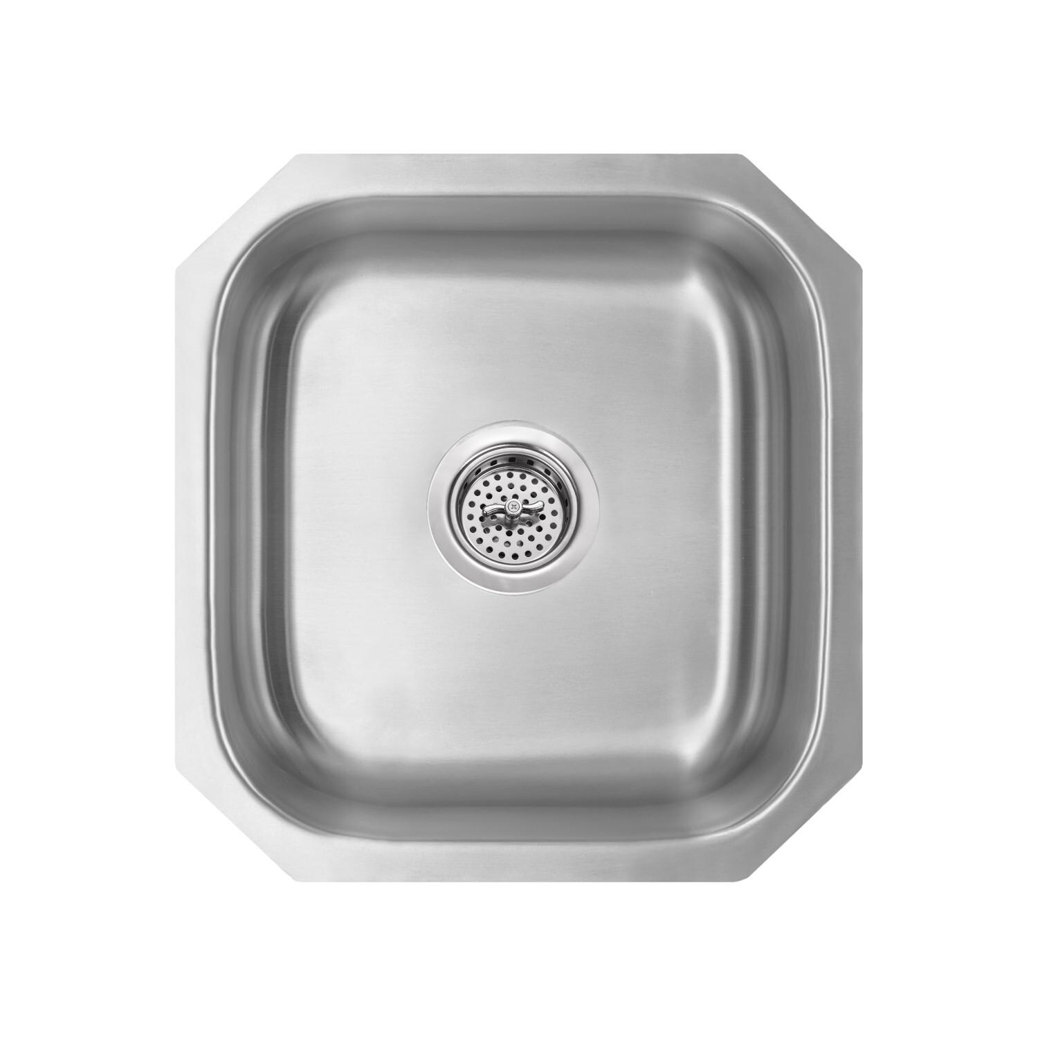Platinum 16 X 18 18-Gauge Stainless Steel Undermount Bar Sink (Shown With Strainer - Not Included) thumbnail