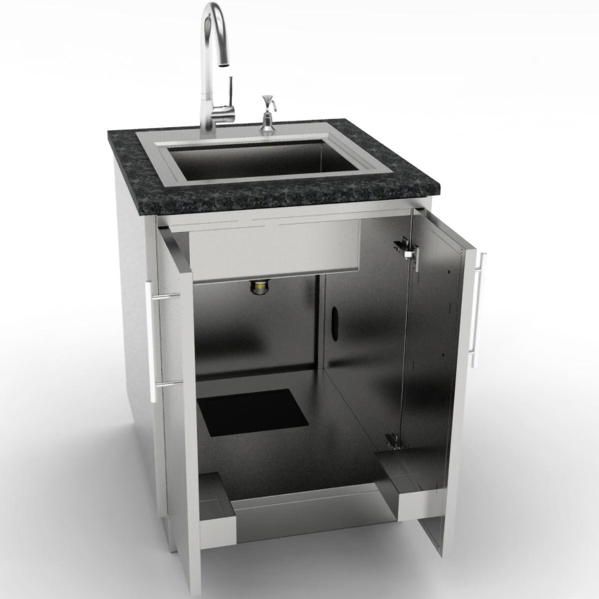 Sunstone 24Inch Outdoor Kitchen Double Door Island SBC24FDD