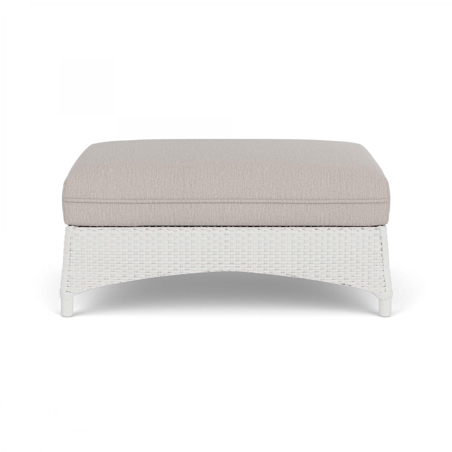 Lloyd Flanders Mandalay Large Ottoman in Matte White Finish with Remy Cloud fabric thumbnail