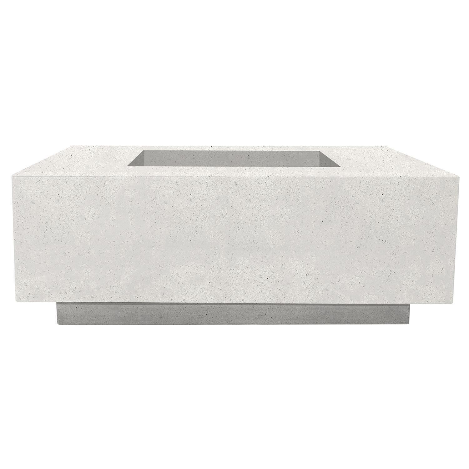 Tavola 3 48-in Rectangular GFRC Propane Fire Pit in Ultra White by Prism Hardscapes