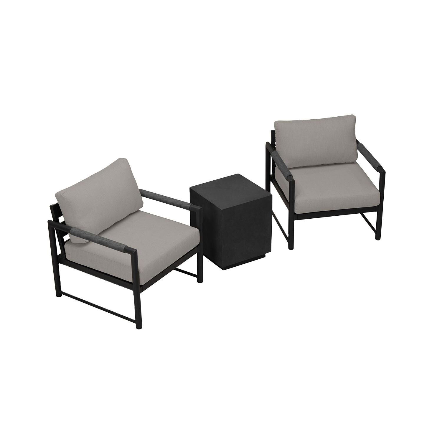 Lakeview AVEBAY-BK-CO-SET104-CC Avenue Bay Black/Carbon 3 Pc Chat Set - Canvas Charcoal - Overhead View - White Background thumbnail