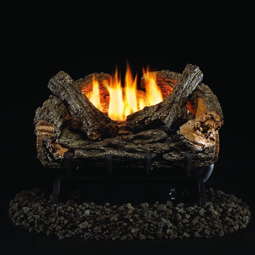 Peterson Real Fyre 16-Inch Valley Oak Gas Log Set With Vent-Free Natural Gas ANSI Certified 20,000 BTU G8 Burner - Basic On/Off Remote