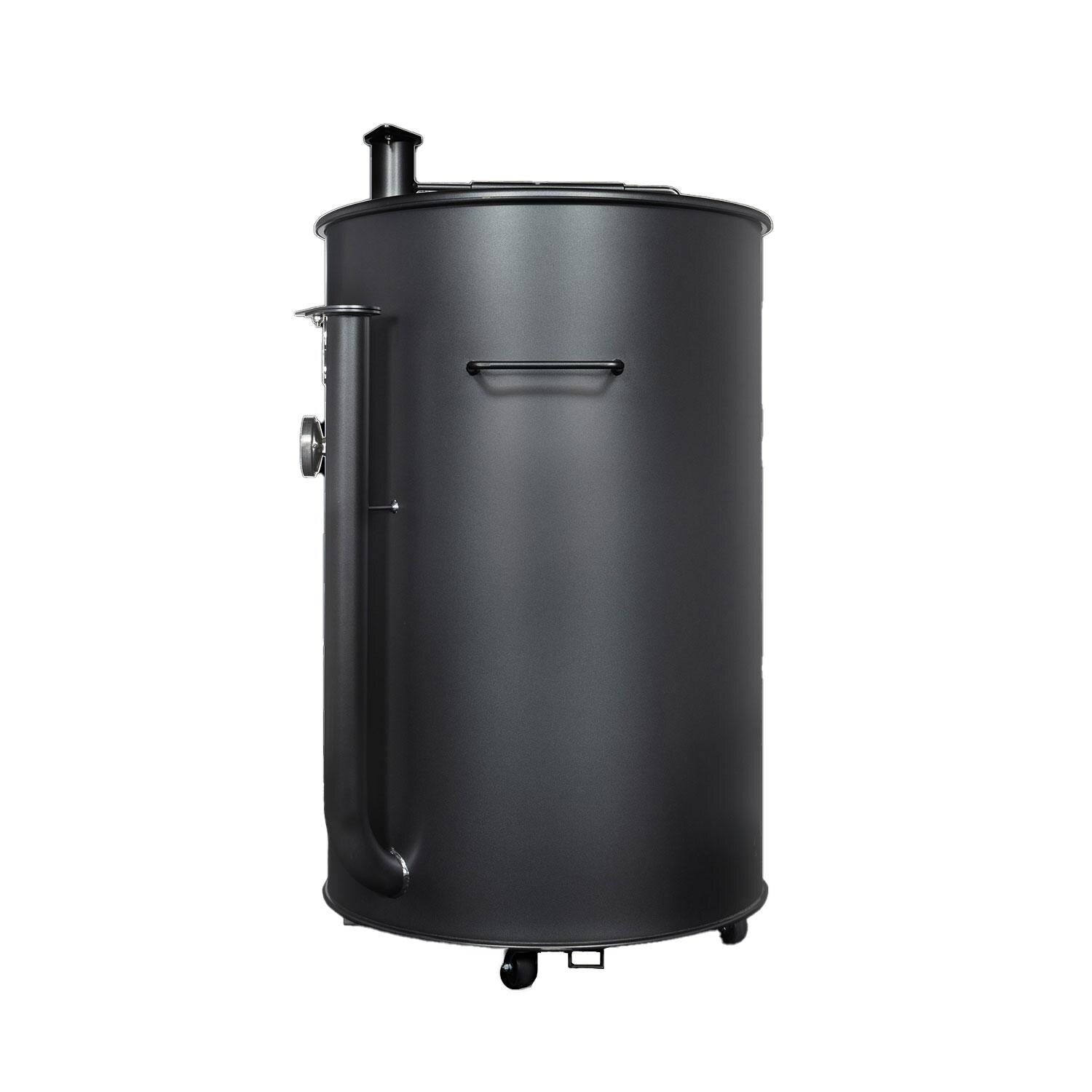 Gateway Drum Smokers 559FC 55 Gallon Charcoal BBQ Smoker - Matte Charcoal - Left Side View - White Background thumbnail