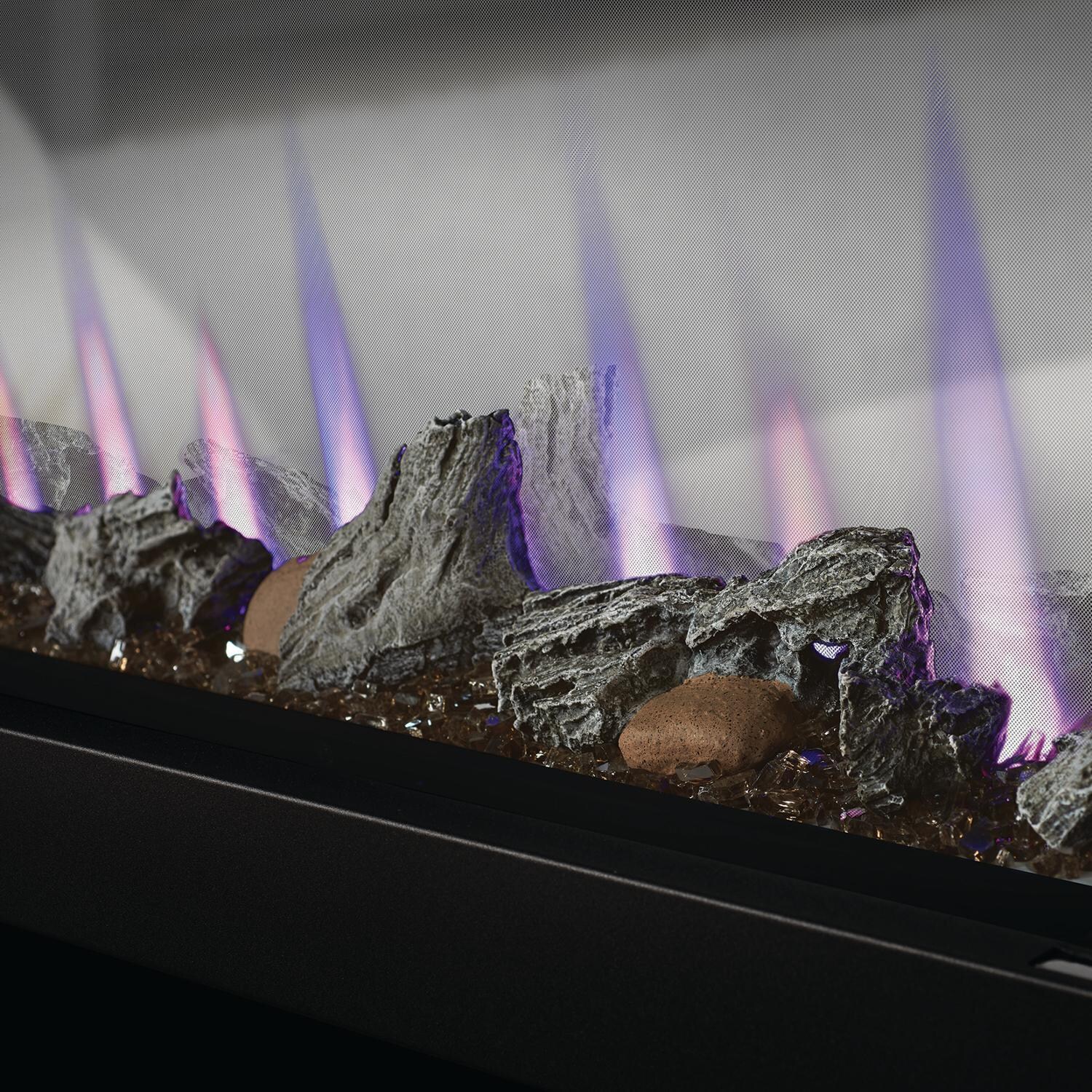 Napoleon NEFBD50H  NEFBD50H-DTRM CLEARion See-Thru Built-In Electric Fireplace - Detail - Logs - Multi-Colored Flames thumbnail