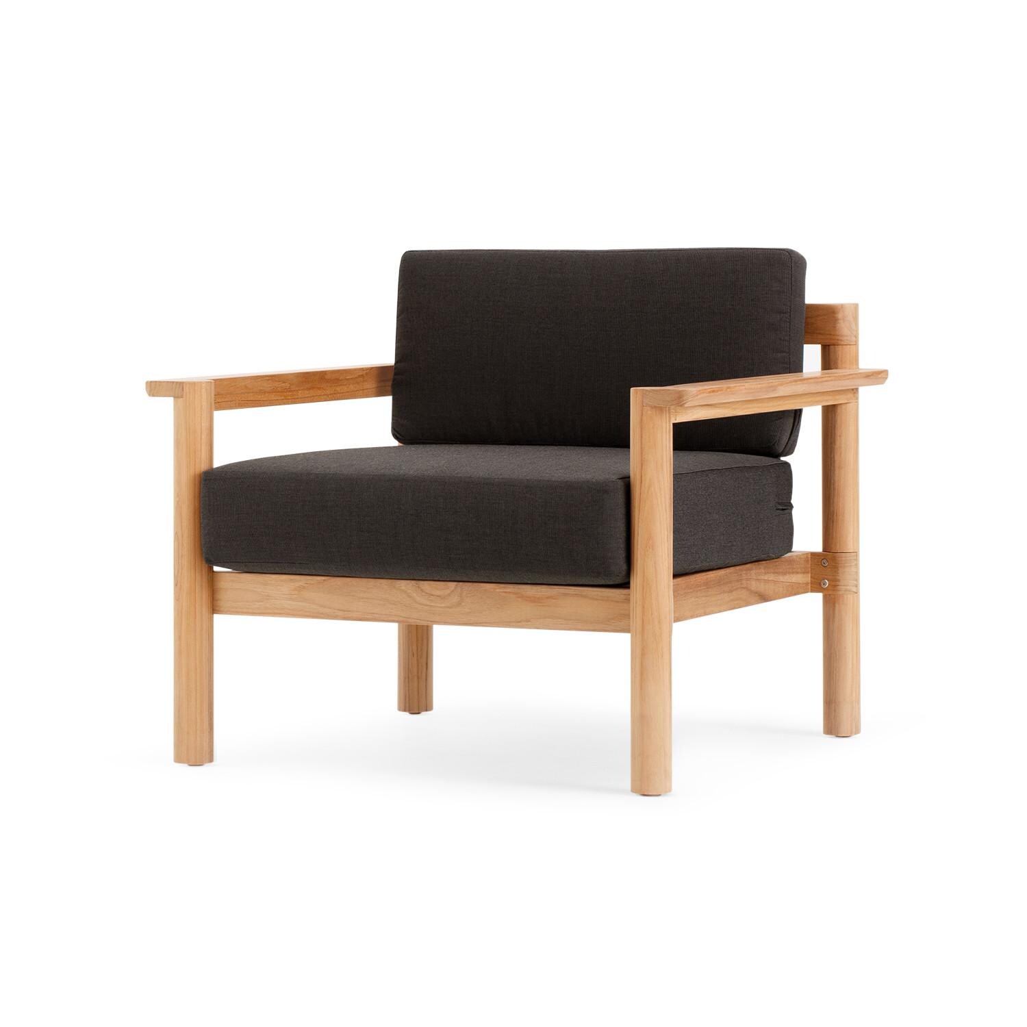 Neighbor Chair W/ Teak Arms - Sunbrella Coal