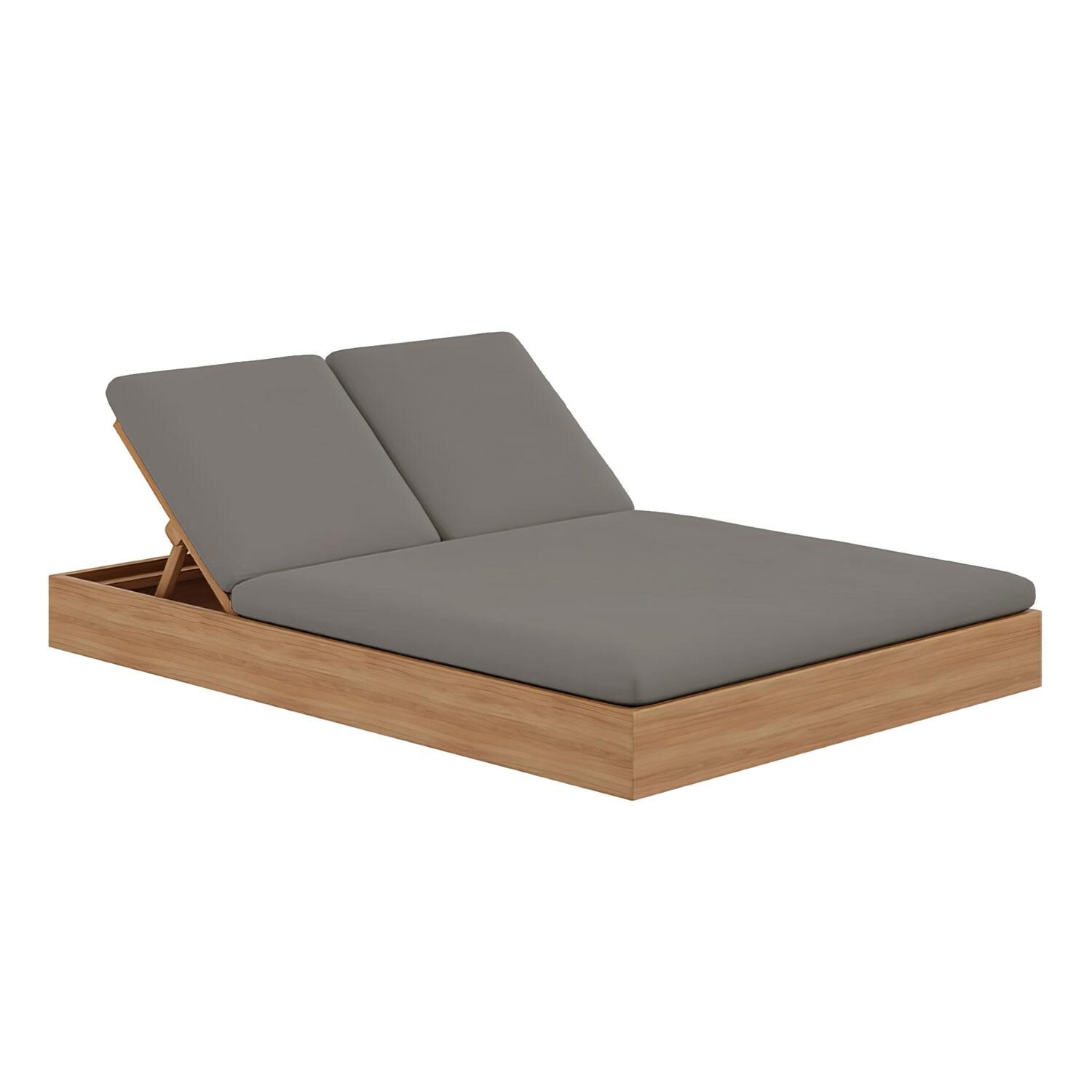 Bellawood 2 Person Teak Double Chaise Lounge in Charcoal by Lakeview Outdoor Designs - Angled - White Background thumbnail