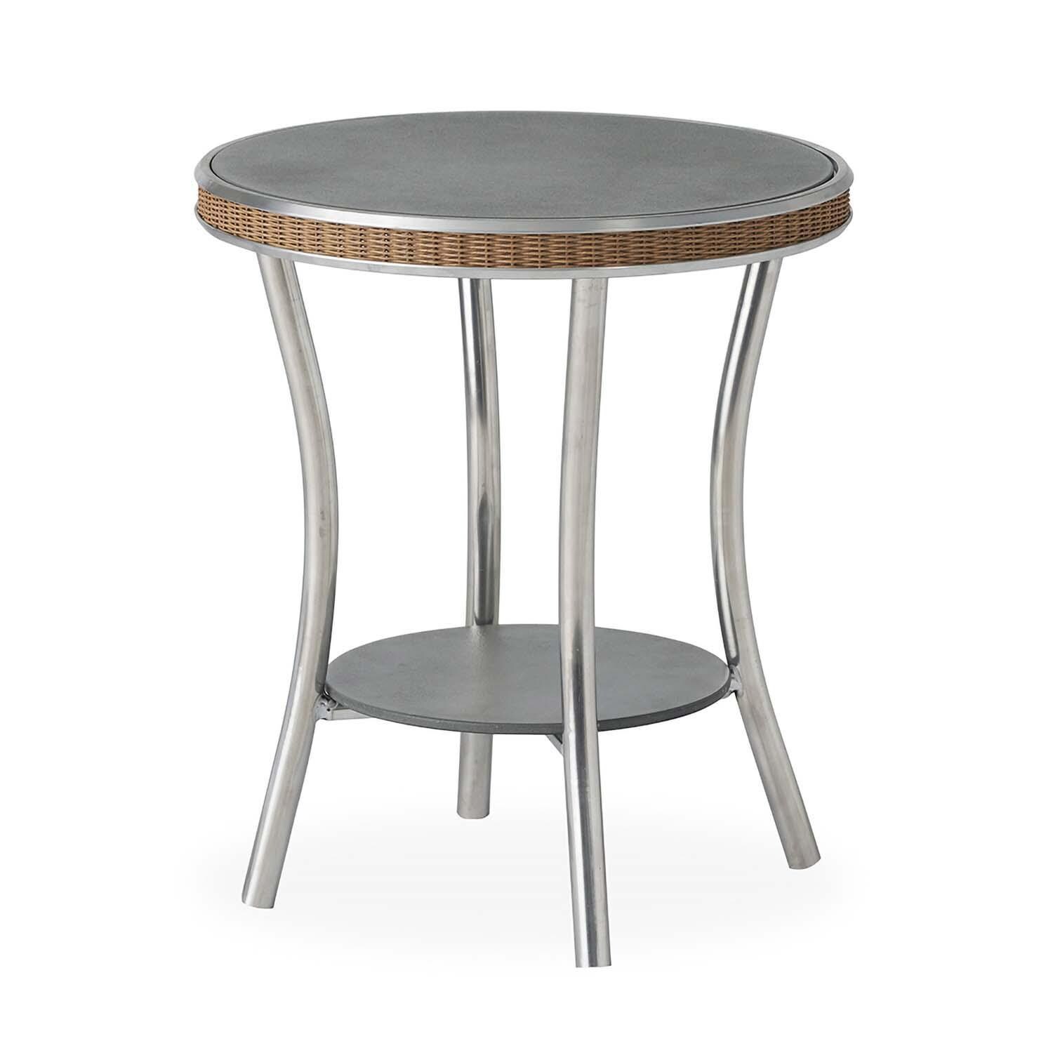 Lloyd Flanders Essence 20-Inch Round End Table W/Charcoal Glass - Hickory Finish - Angle thumbnail