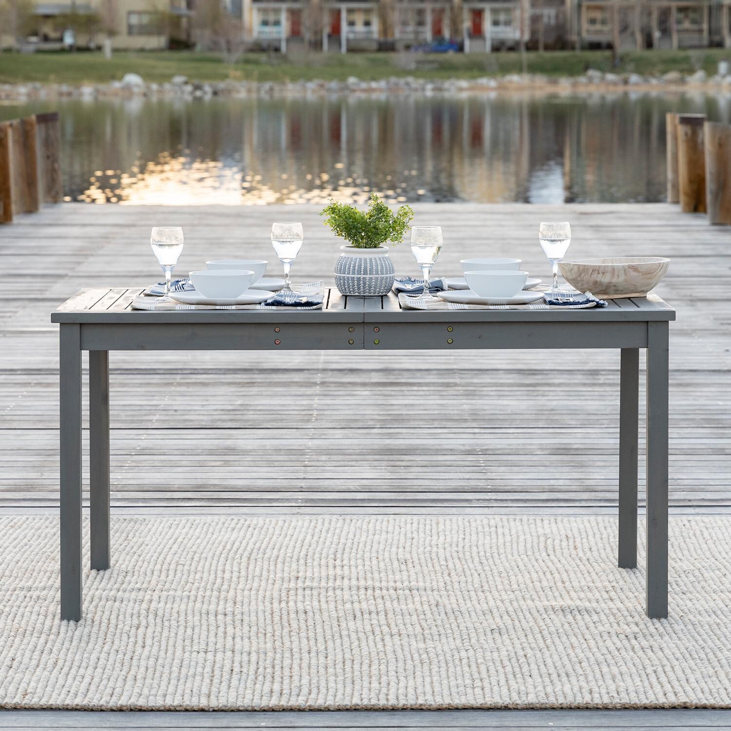 Ultimate Patio Camille Way 60 X 32 Inch Rectangular Acacia Patio Dining Table - Gray Wash