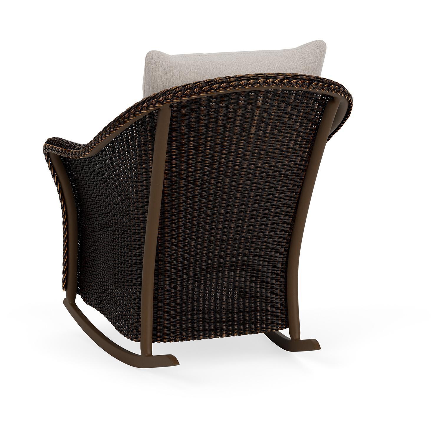 Lloyd Flanders Weekend Retreat Lounge Rocker in Mink Finish W/ Remy Cloud Fabric - Back Left thumbnail