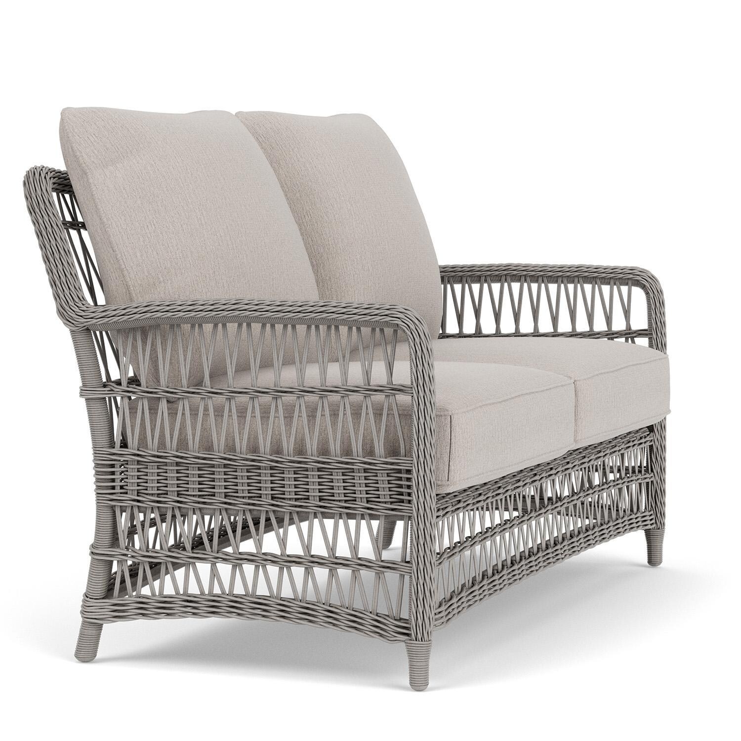 Lloyd Flanders Mackinac Loveseat in Putty Finish with Remy Cloud Fabric - Right Side thumbnail