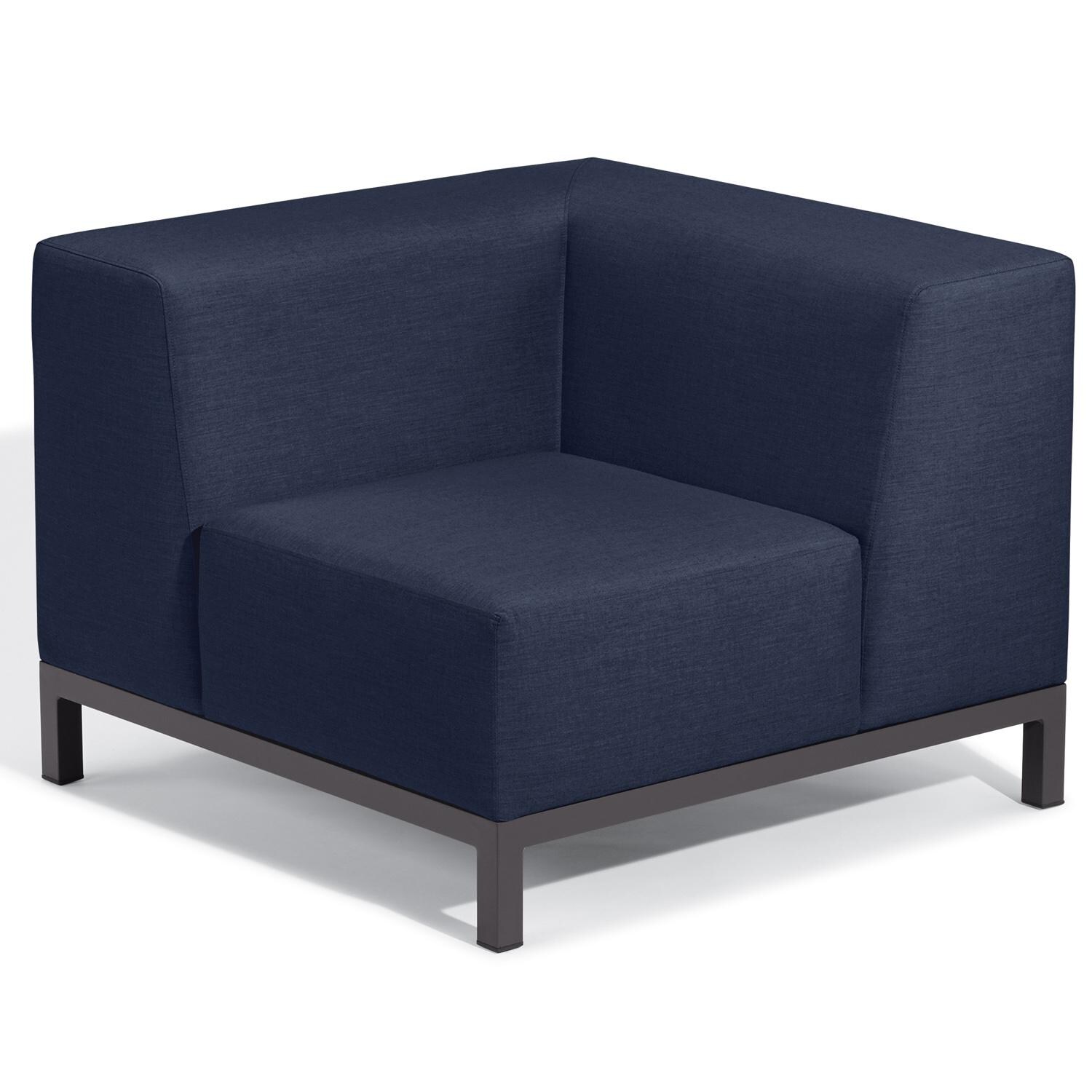Koral Aluminum Sectional Corner Club Chair in Carbon/Spectrum Indigo by Oxford Garden