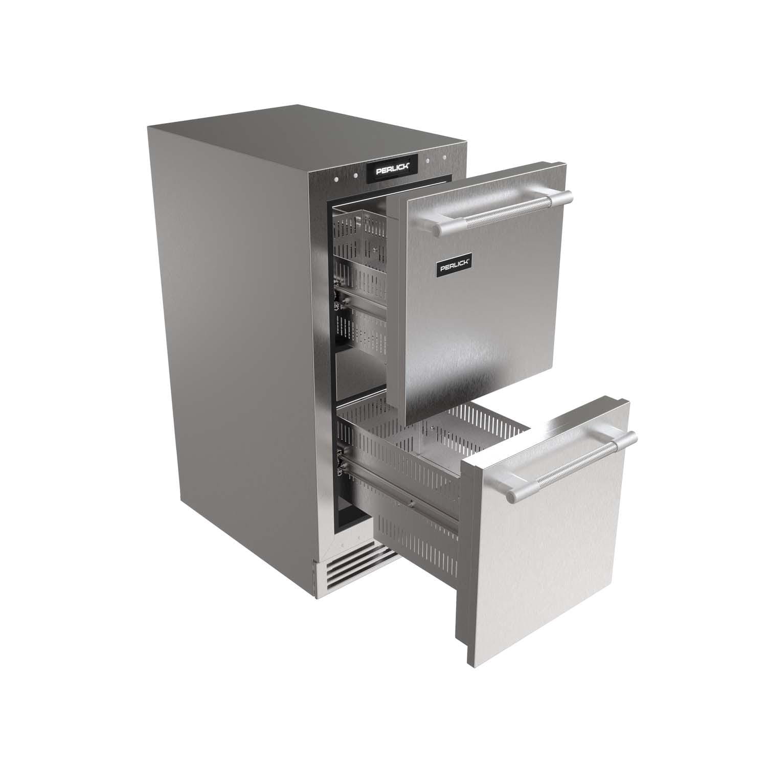 Perlick G5RD15SL G5 Luxe 15-in 2.7 Cu. Ft. Panel Ready Refrigerator Drawers - Drawers Open - White Background thumbnail