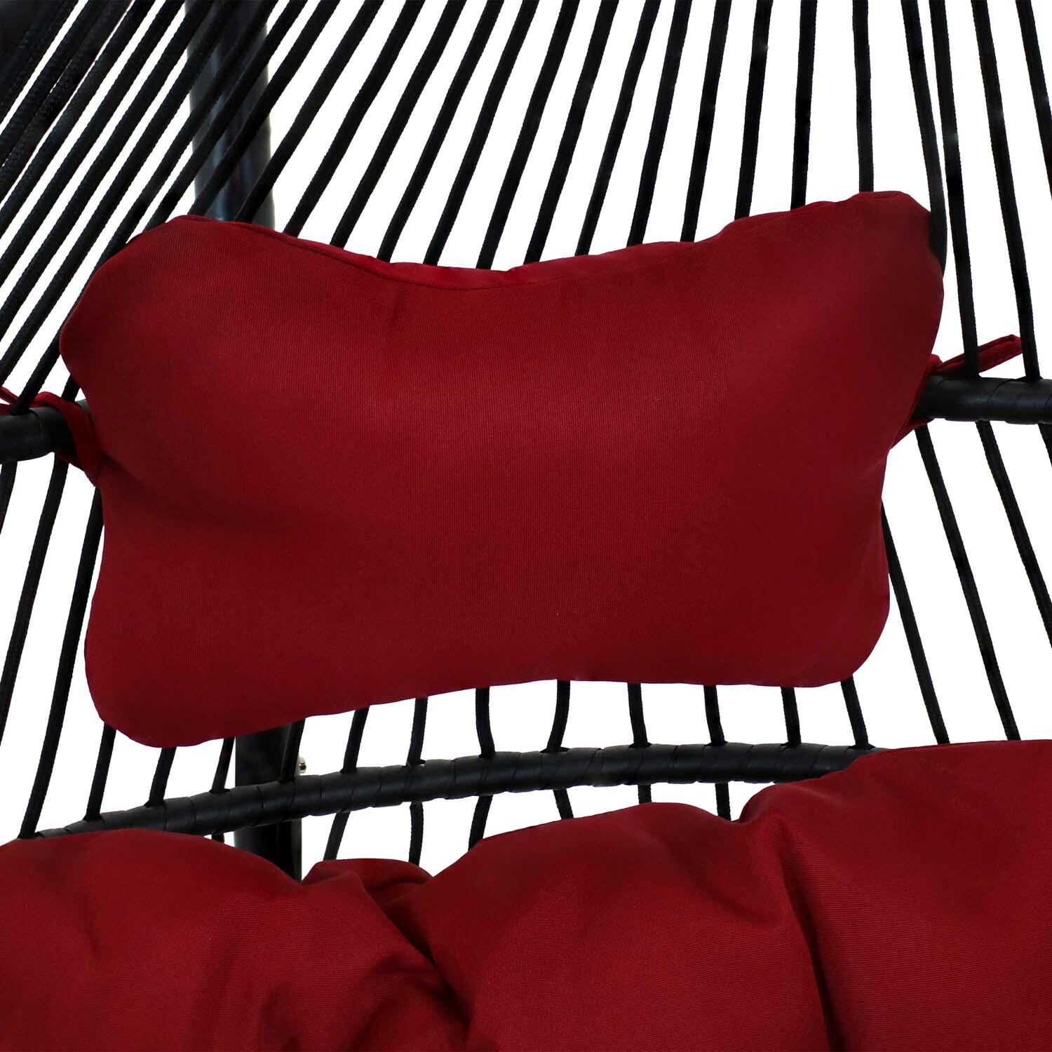 Egg Chair w/ Cushion & Stand in Red By Ultimate Patio - Pillow - Detail thumbnail