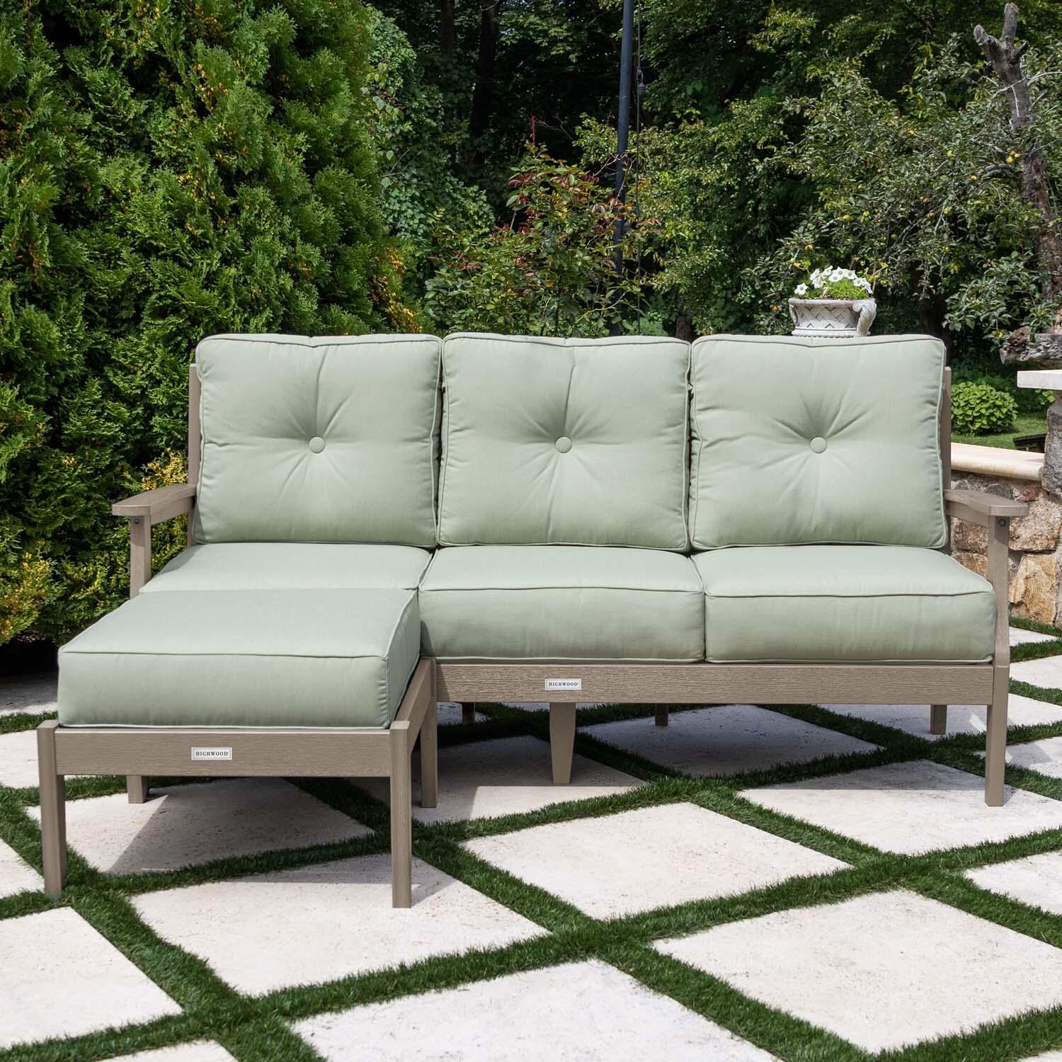 Blushing Bay 2 Pc Recycled Plastic Seating Set in Canvas Seasalt/Woodland Brown by Lakeview Outdoor Designs