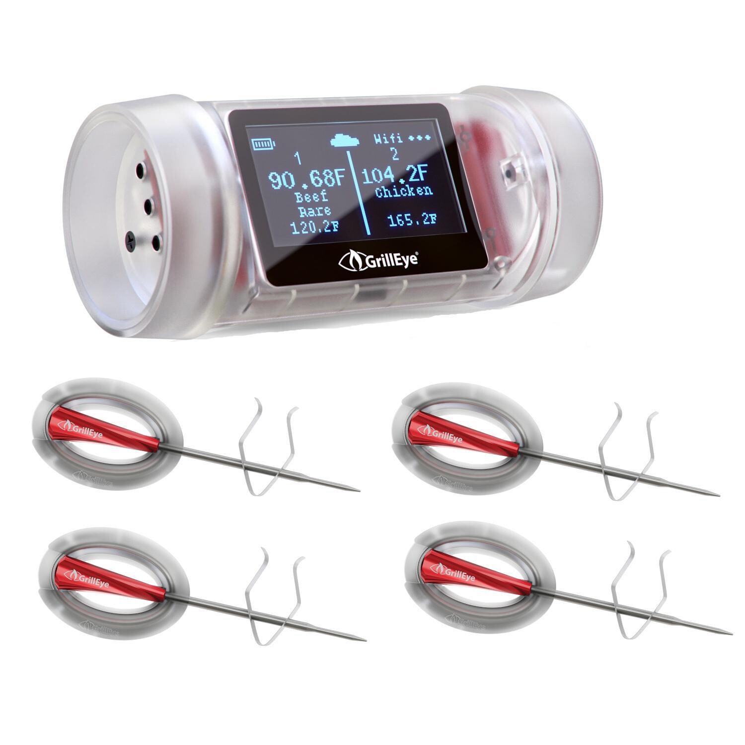 GrillEye GE0006 + GE0008 (2) Max Wireless Grilling & Smoker Smart Thermometer W/ 4 Probes thumbnail