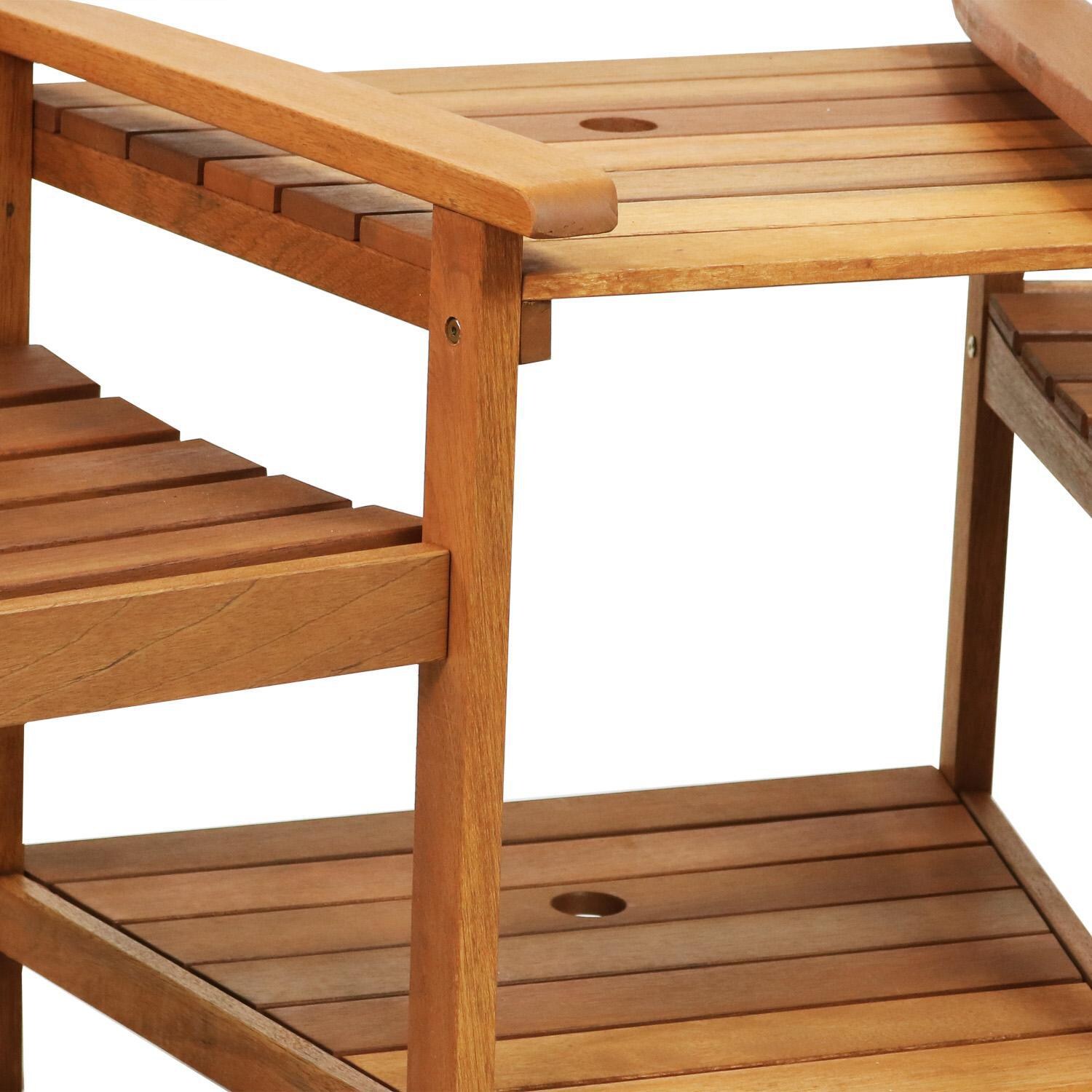 Ultimate Patio 65-Inch Meranti Wood Jack-and-Jill Chairs W/ Attached Table - Table thumbnail