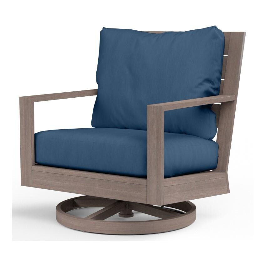 Laguna Aluminum Swivel Rocker Club Chair in Driftwood/Spectrum Indigo by Sunset West