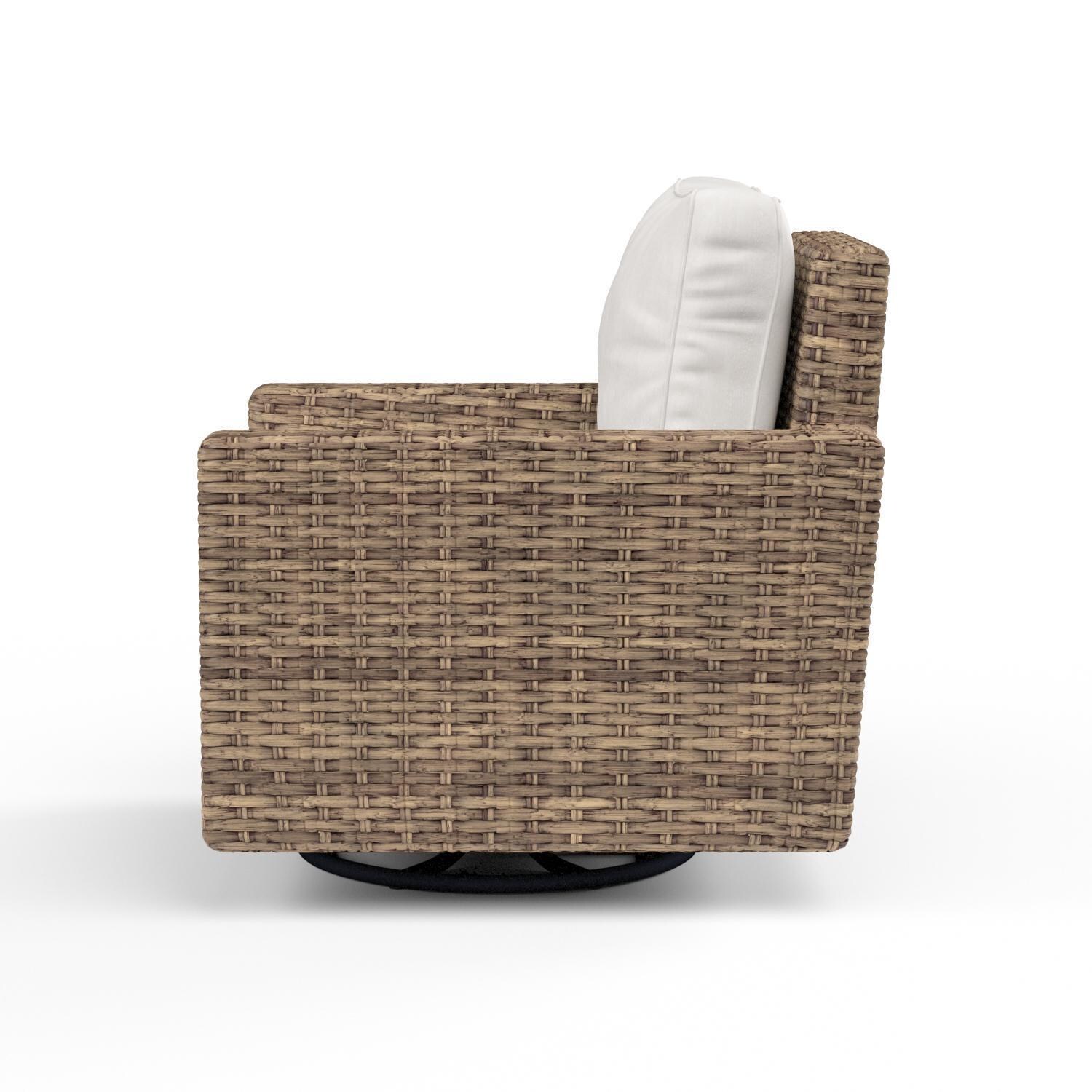 Sunset West - 1701-21SR-5492 - Havana Resin Wicker Patio Swivel Rocker Club Chair W/ Sunbrella Canvas Flax Cushions - Side View thumbnail