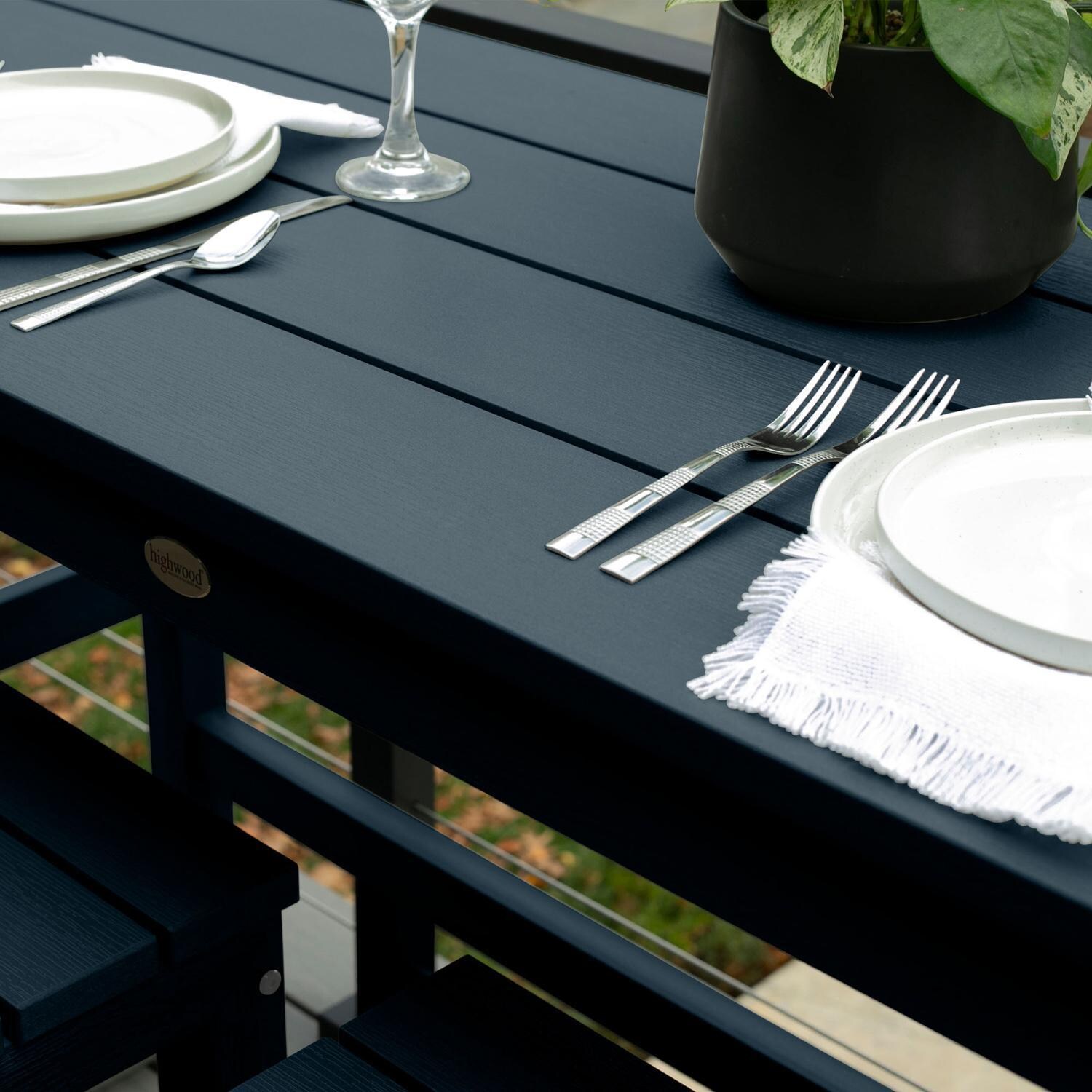 Lakeview Audubon 3 Pc Recycled Plastic Counter Height Balcony Dining Bar Set in Federal Blue - Table Up Close - Detail thumbnail