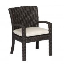 Cardiff Wicker Patio Dining Arm Chair W/ Sunbrella Canvas Flax Cushion By Sunset West image