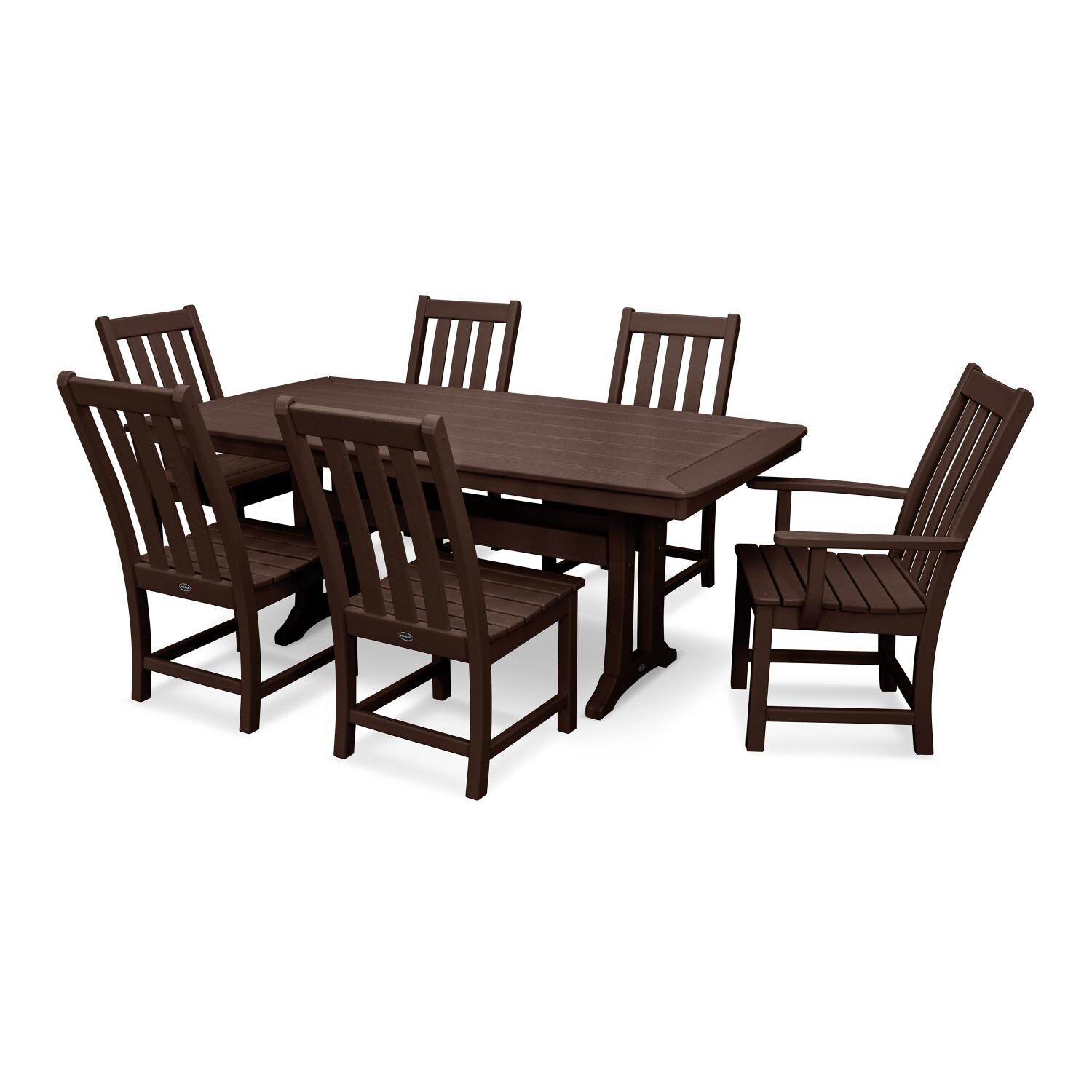 POLYWOOD PWS343-1-MA Vineyard 7-Piece Nautical Trestle Dining Set thumbnail
