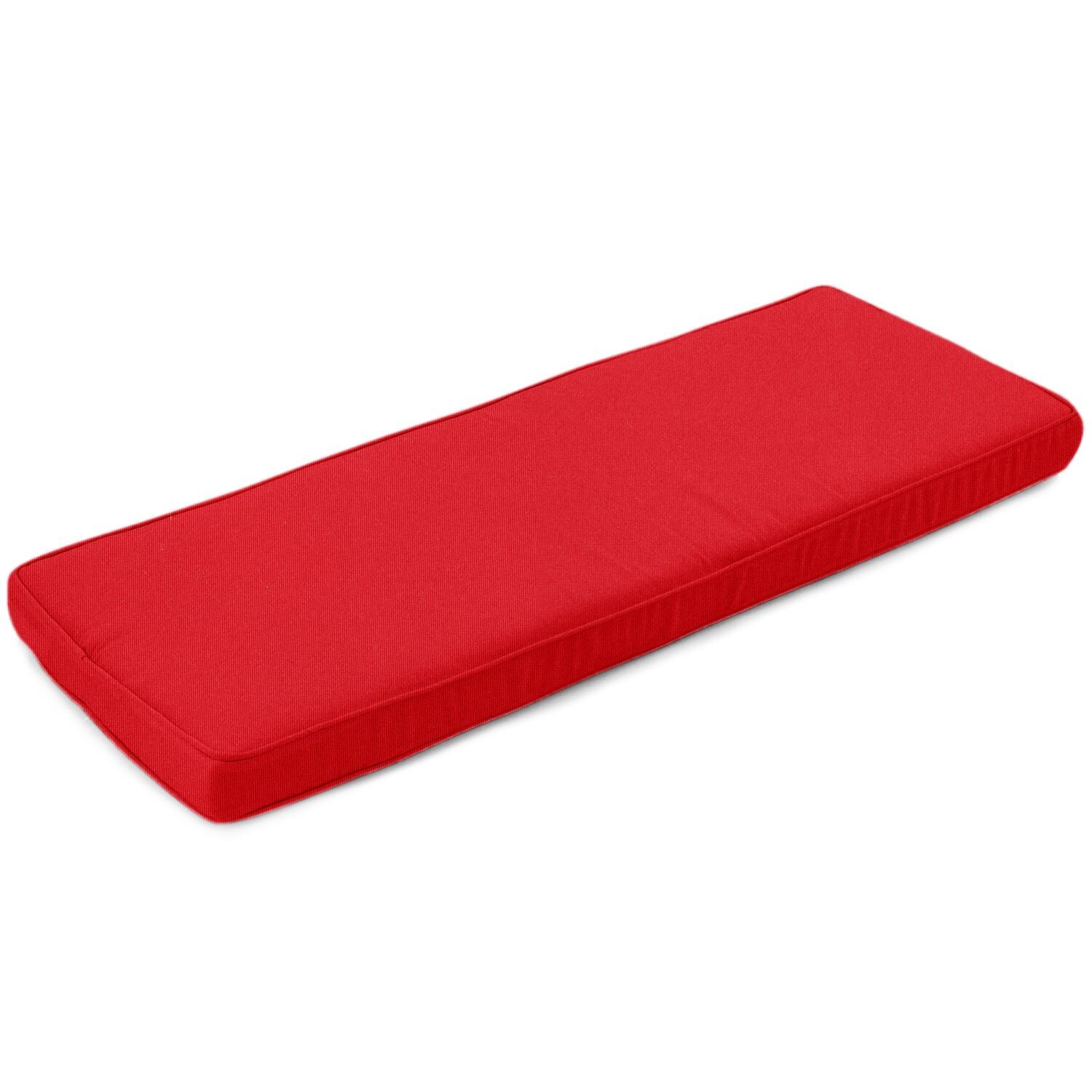 Sunbrella Canvas Jockey Red Small Outdoor Replacement Bench Cushion W/ Piping By UltimatePatio.com thumbnail