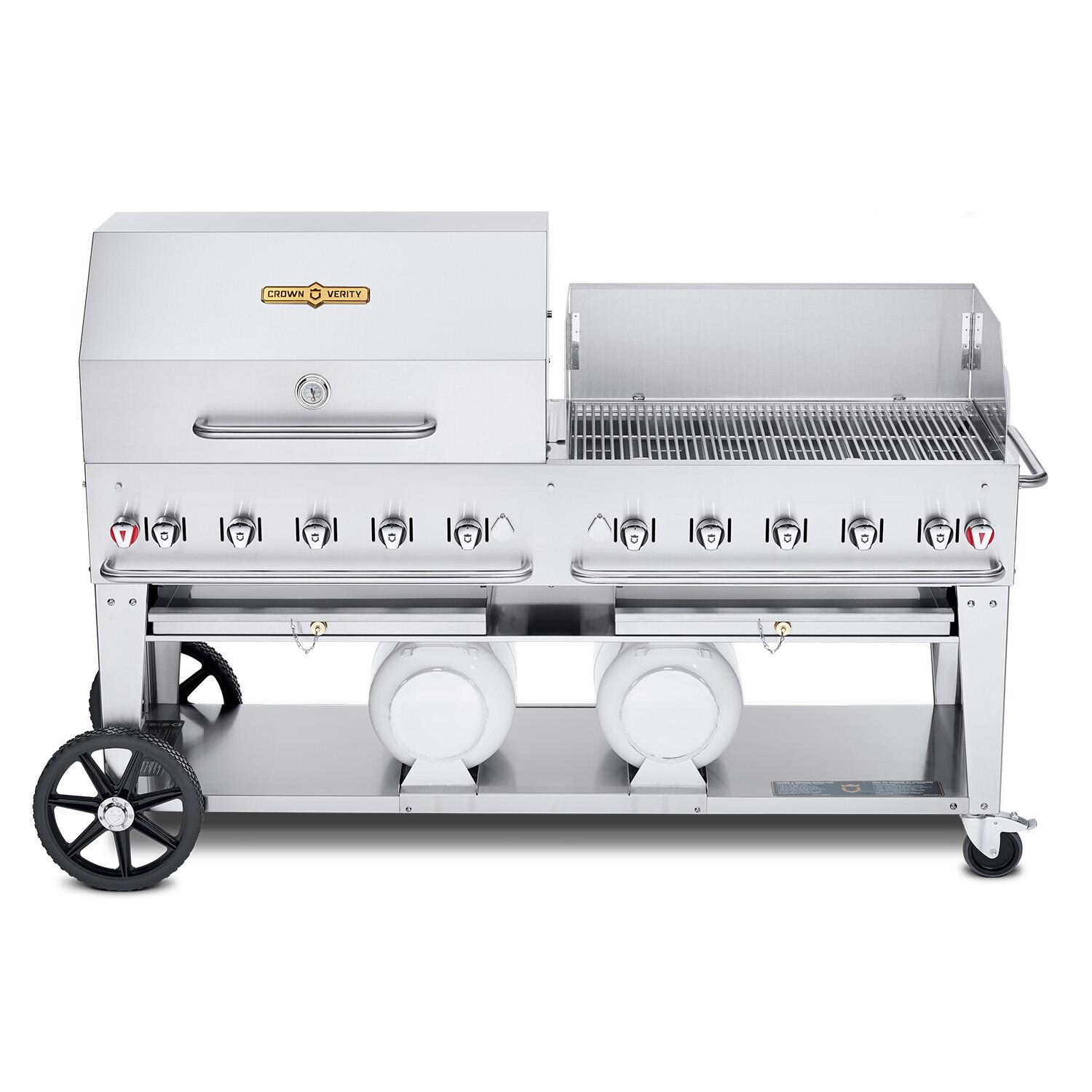 Crown Verity 72-Inch Club Series Grill Dome & Windguard Package W/Horizontal Tanks - CV-CCB-72RWP