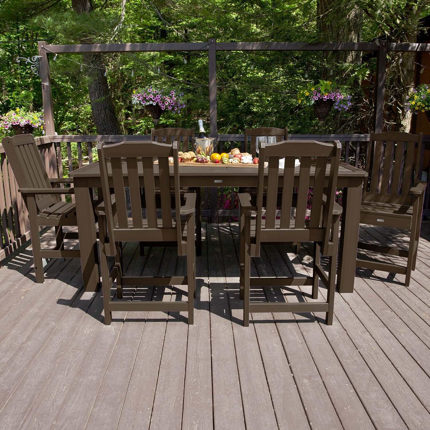 Hart Lane 7 Pc Recycled Plastic Counter Height Dining Set in Weathered Acorn by Lakeview Outdoor Designs