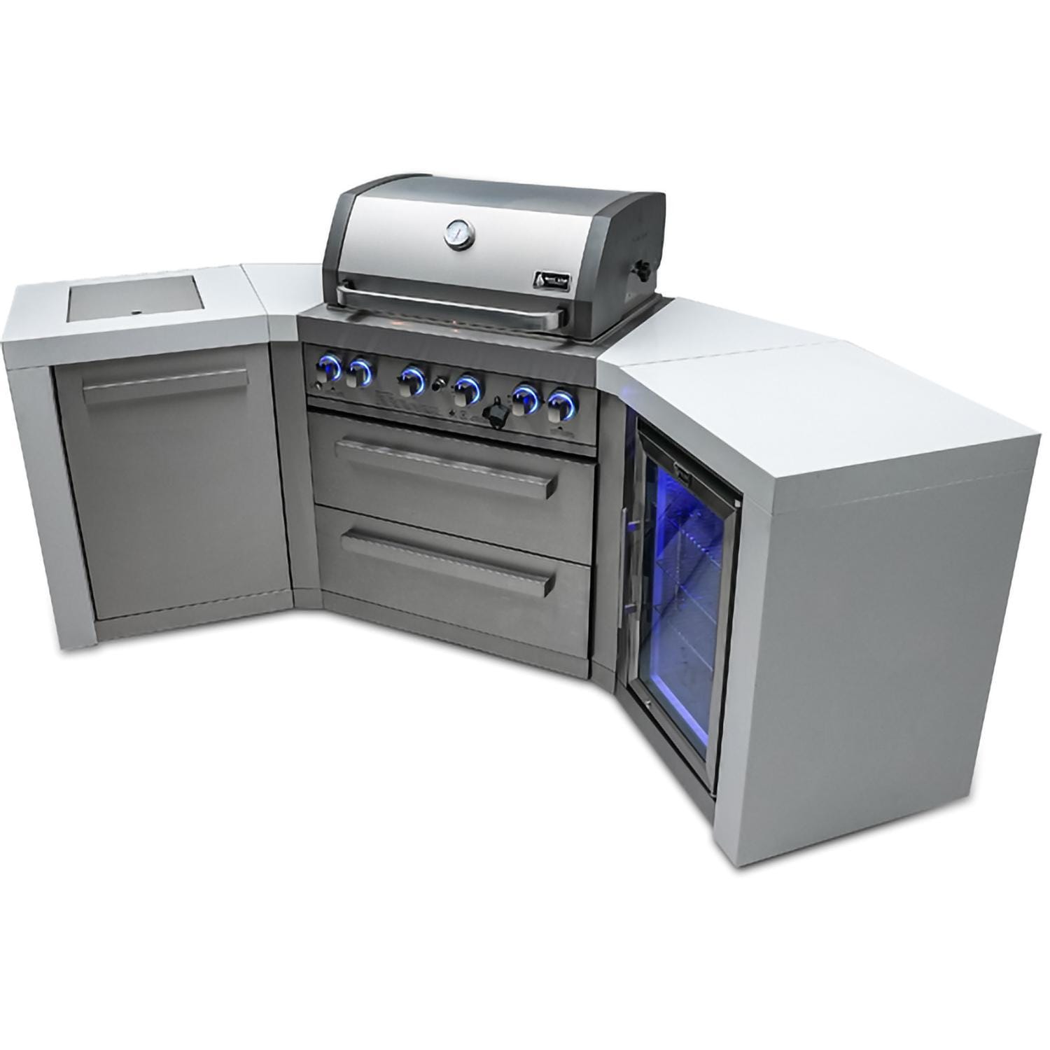 Mont Alpi - MAi400-D45FC - Deluxe 45 Degree Grill Island - Stainless Steel - Angled Right - White Background thumbnail