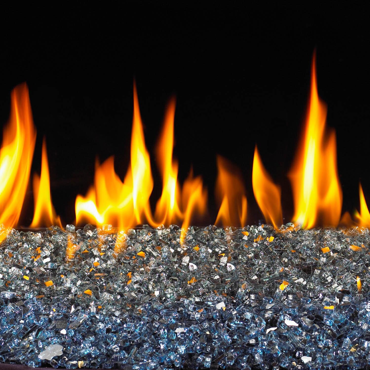 Peterson Fyre Glass 30 Inch Caribbean Blue Reflective Fire Glass Set With Vented Propane G45 Burner - Manual Safety Pilot thumbnail
