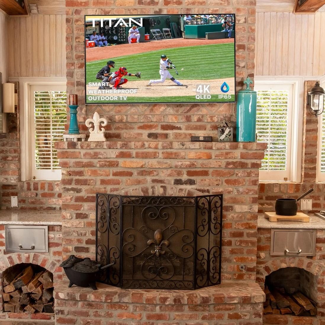 Titan BQG-S100-QLED-085-010 S100 Series 85 Inch Full Sun 4K QLED BackLit Edge Smart Outdoor TV W/ Built-In Alexa - Installed - Lifestyle thumbnail