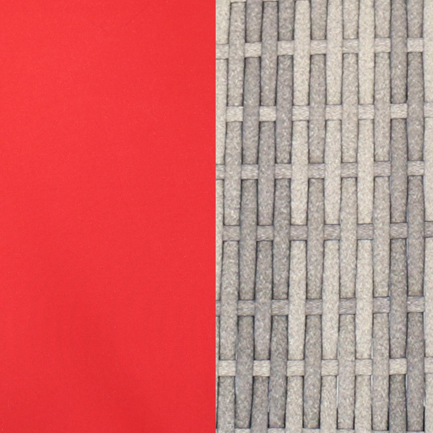 Ultimate Patio 2-Piece Resin Wicker Patio Sectional Set W/ Acacia Coffee Table - Red Cushions - Cushion & Wicker Detail thumbnail