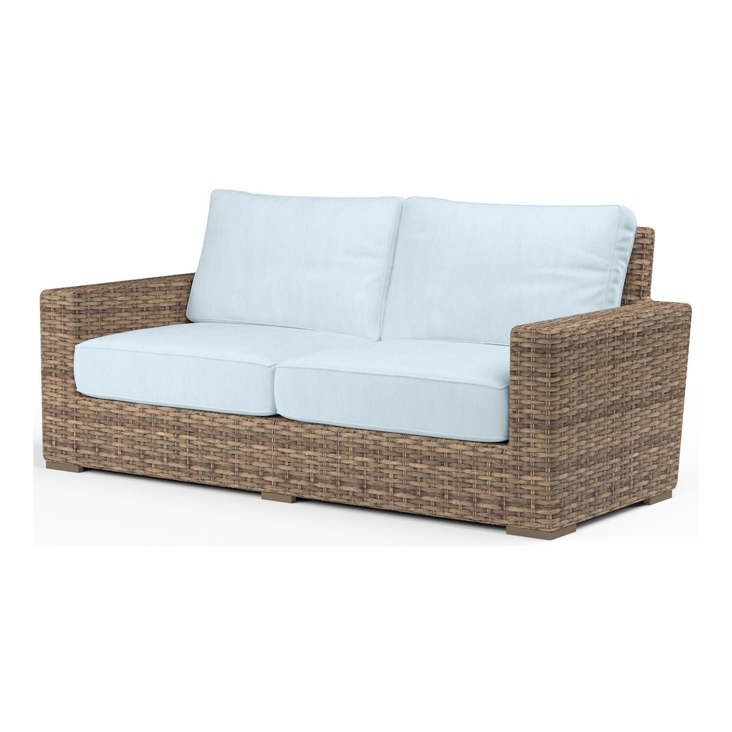 Havana 2 Person Wicker Loveseat in Tobacco/Canvas Skyline by Sunset West - White Background thumbnail