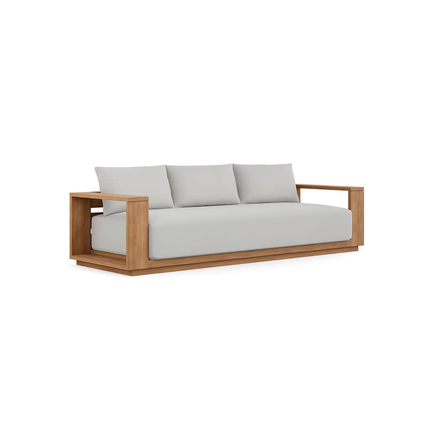 Bellawood 3 Person Teak Luxe Sofa in Silver by Lakeview Outdoor Designs - Angled - White Background thumbnail