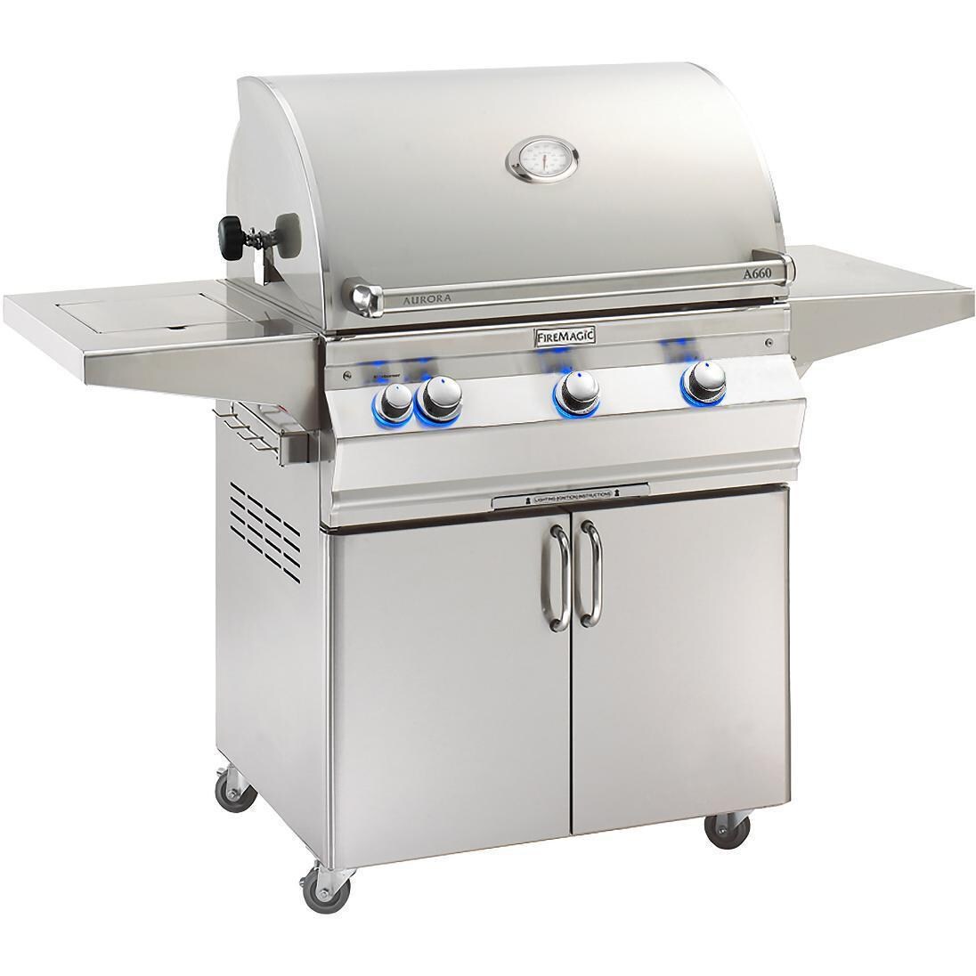 Fire Magic - A660S-8LAP-62 - Aurora 30-Inch Propane Gas Grill W/ One Infrared Burner, Rotisserie, & Side Burner thumbnail